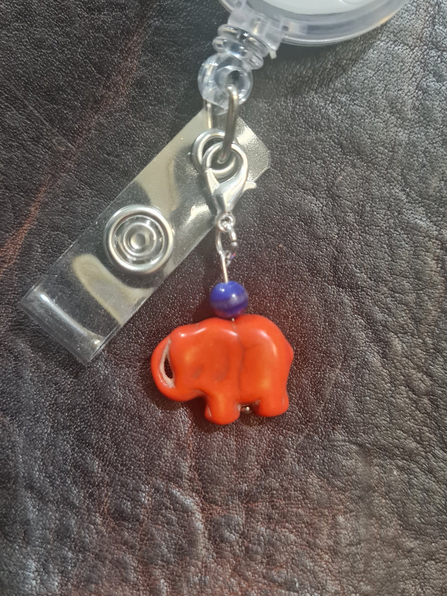 Ceramic Lucky Elephant ~ ID Badge Reel Charm ~ Custom Made Charms ~ Badge Buddy ~ Badge Accessories