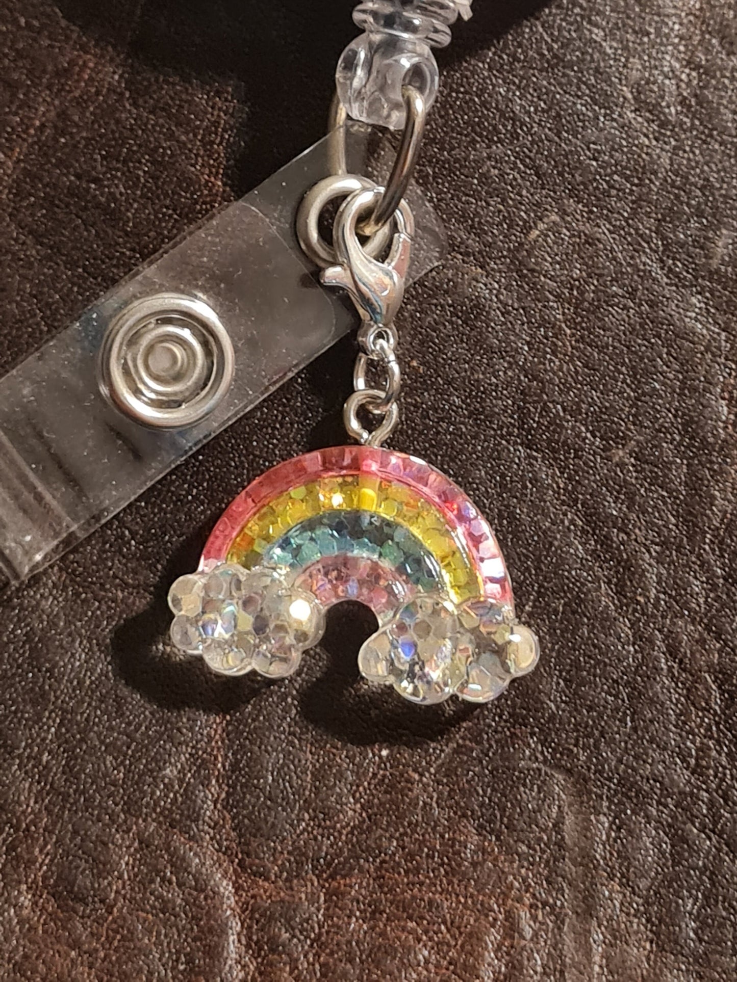 Rainbow ~ ID Badge Reel Charm ~ Custom Made Charms ~ Badge Buddy ~ Badge Accessories