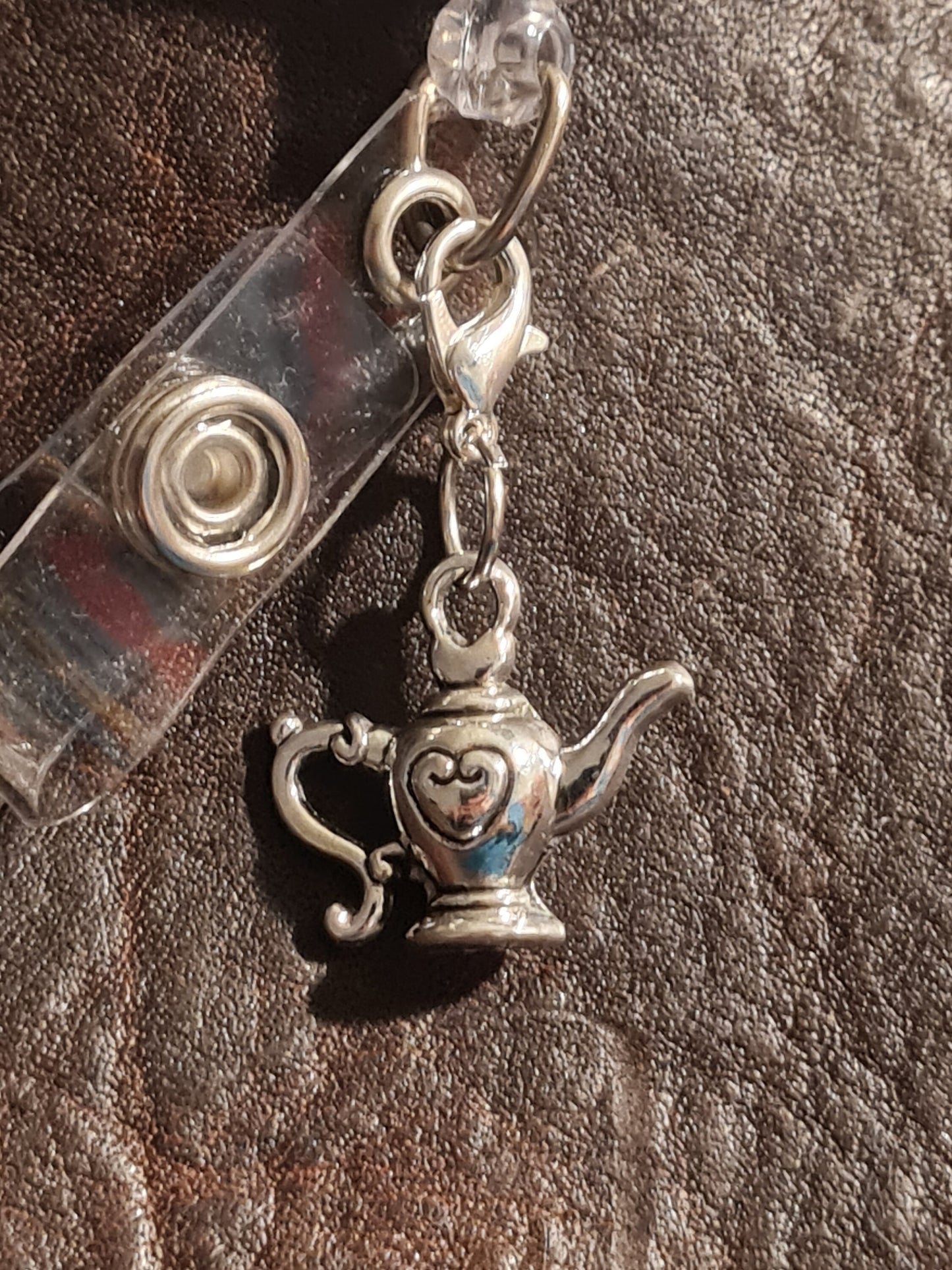 Tea Pot ~ ID Badge Reel Charm ~ Custom Made Charms ~Tea Time ~ Coffee Pot ~ Badge Buddy ~ Badge Accessories