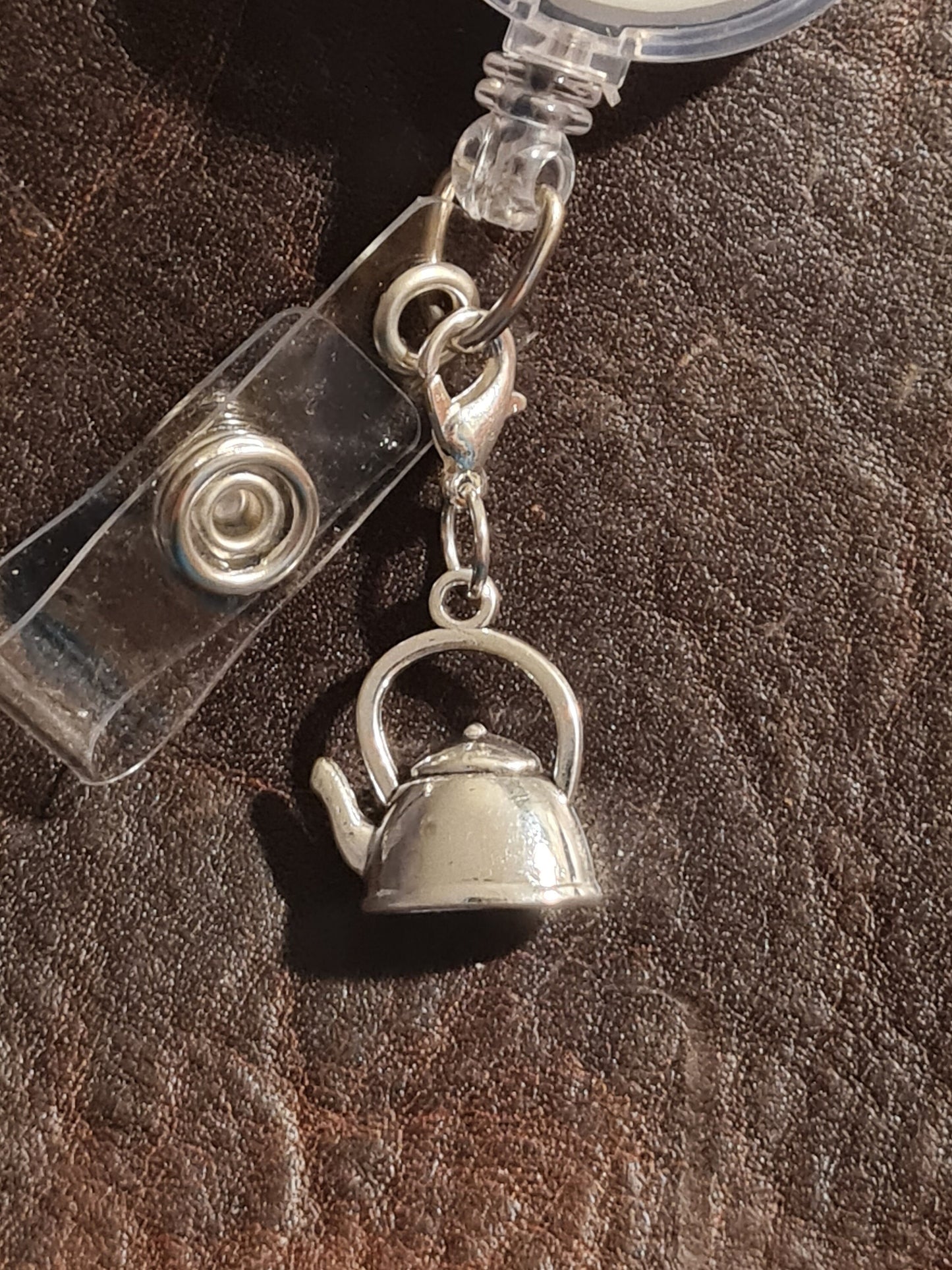 Tea Pot ~ ID Badge Reel Charm ~ Custom Made Charms ~Tea Time ~ Coffee Pot ~ Badge Buddy ~ Badge Accessories
