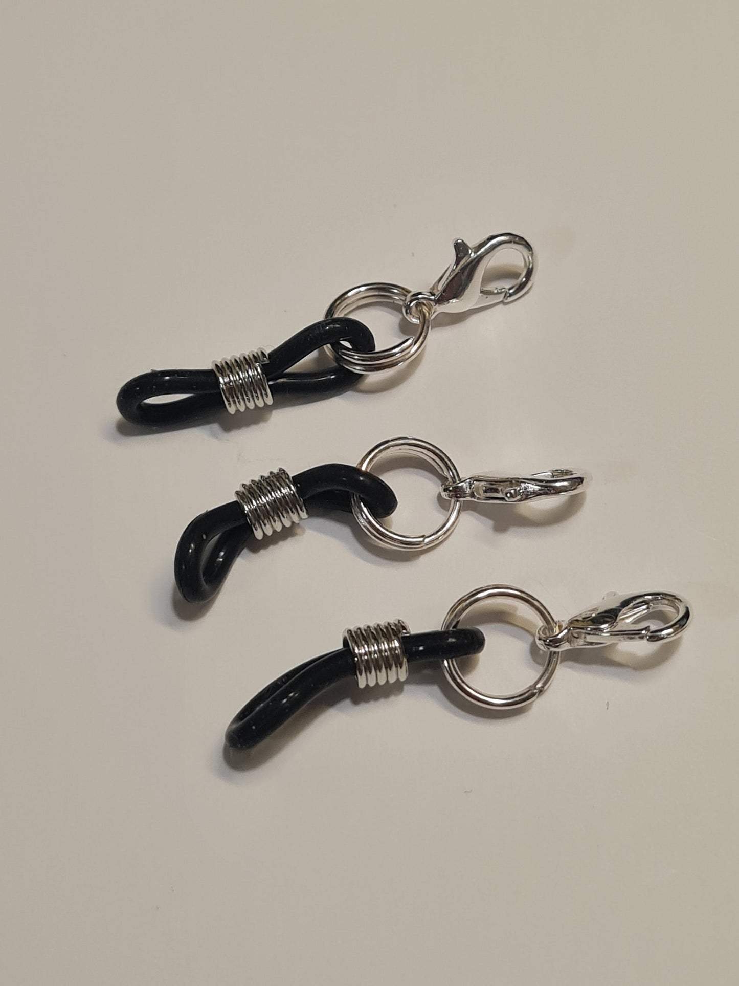 Never Lose Your Pen ~ Set of 3 Black Silicon Pen Holder ~ Glasses Holder ~ ID Badge Reel Charm ~ Custom Made Charms
