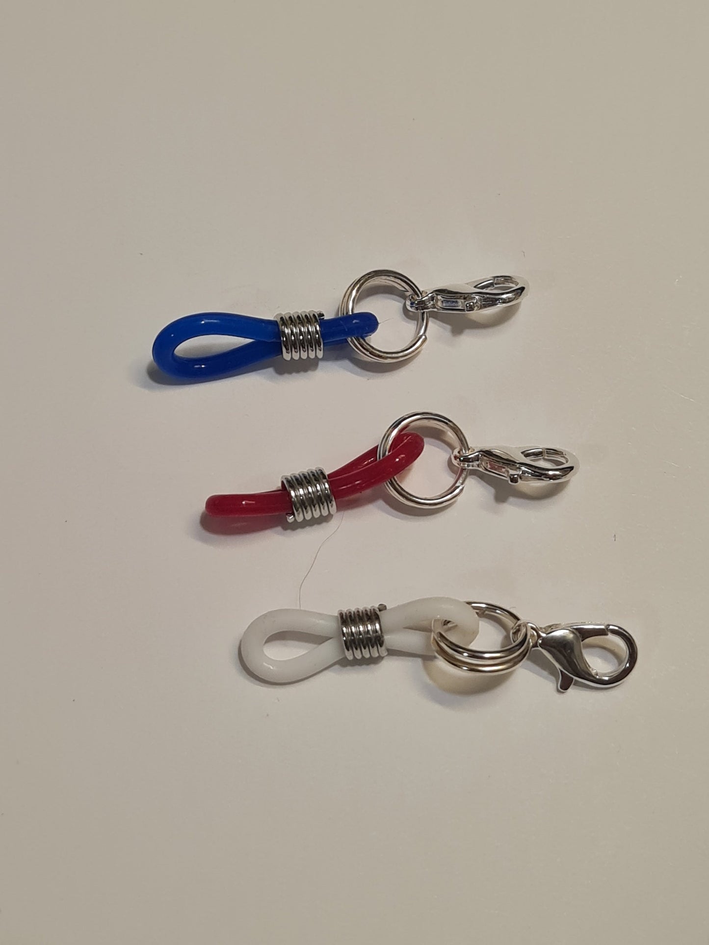 Never Lose Your Pen ~ Set of 3 Red White Blue Silicon Pen Holder ~ Glasses Holder ~ ID Badge Reel Charm ~ Custom Made Charms