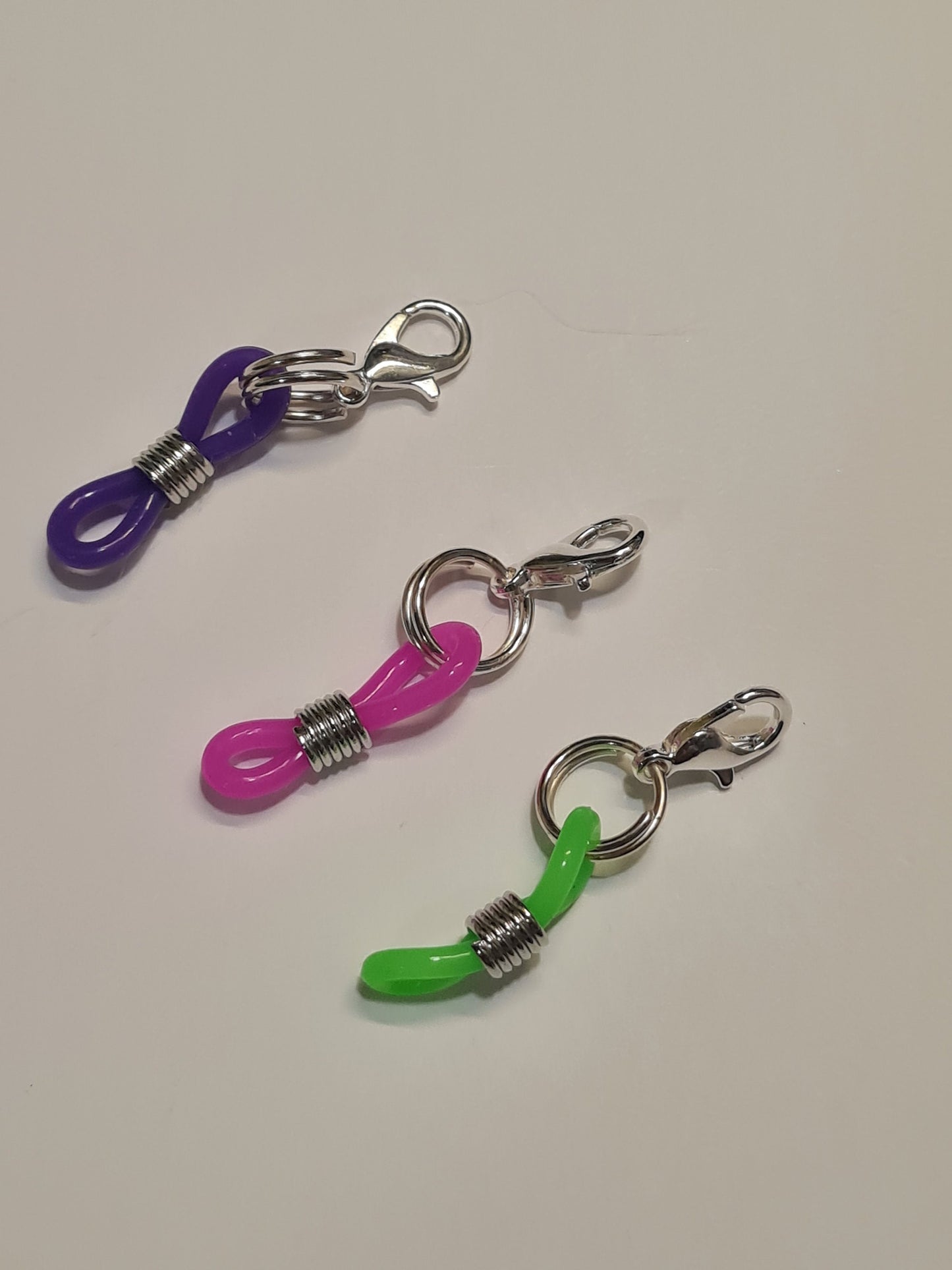 Never Lose Your Pen ~ Set of 3 Multi-colored Silicon Pen Holder ~ Glasses Holder ~ ID Badge Reel Charm ~ Custom Made Charms