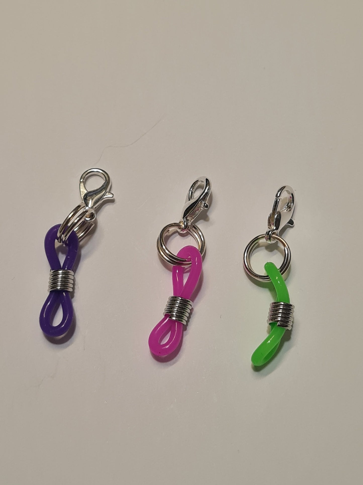 Never Lose Your Pen ~ Set of 3 Multi-colored Silicon Pen Holder ~ Glasses Holder ~ ID Badge Reel Charm ~ Custom Made Charms