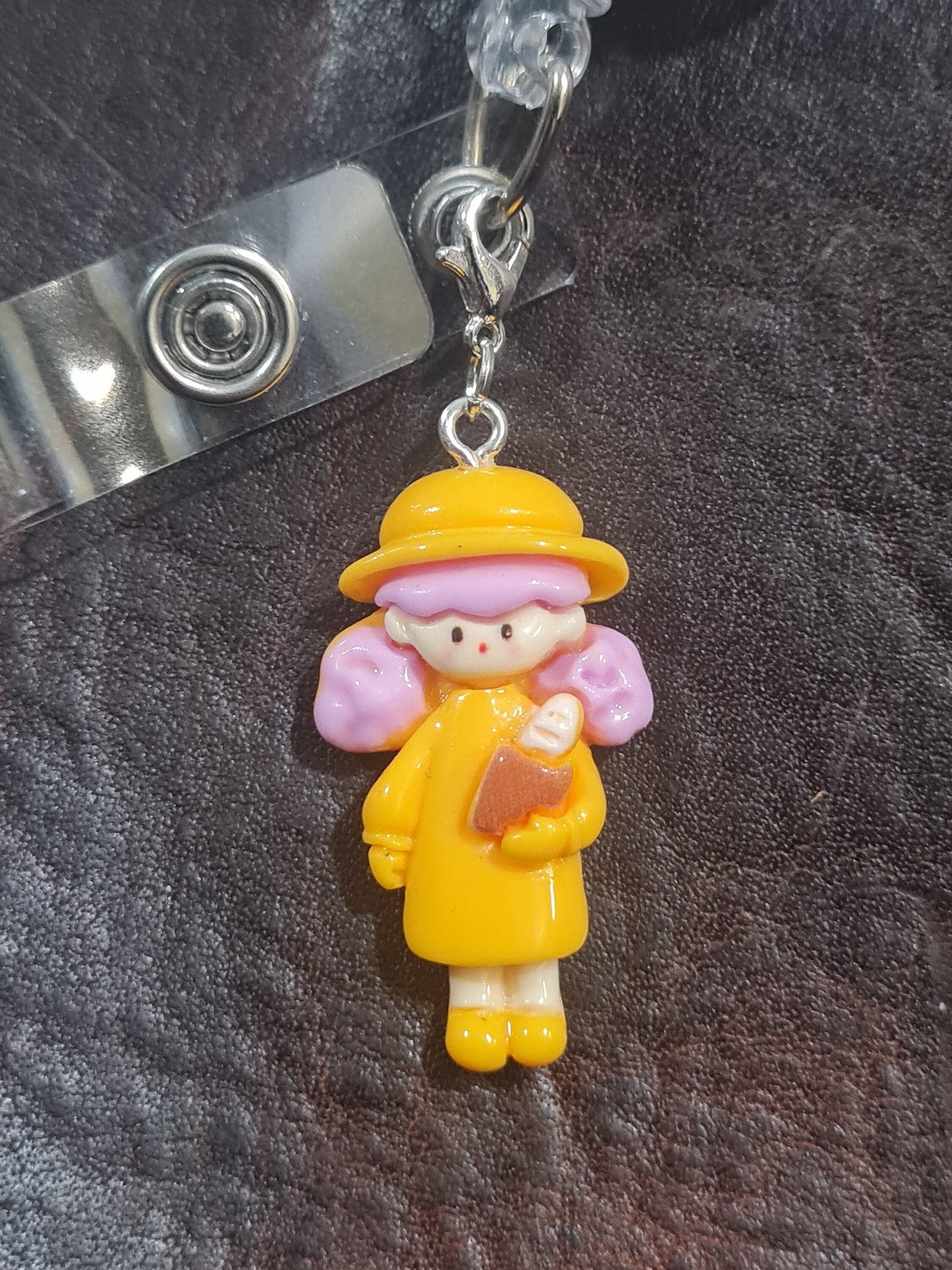Little School Girls ~ ID Badge Reel Charm ~ Custom Made Charms ~ Badge Buddy ~ Badge Accessories