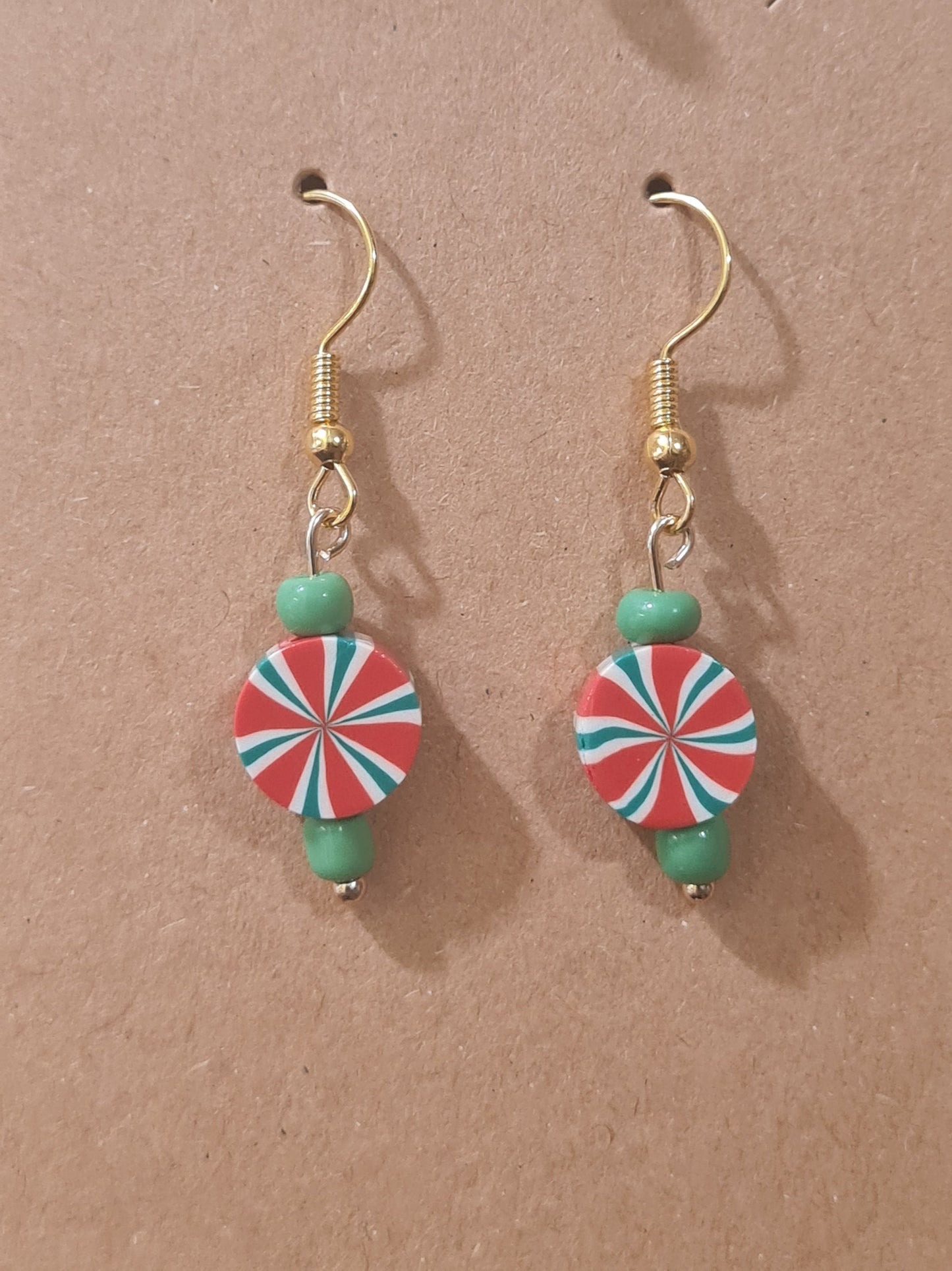 Peppermint Earrings ~ Stainless Fish Hook Posts ~ Christmas Earrings