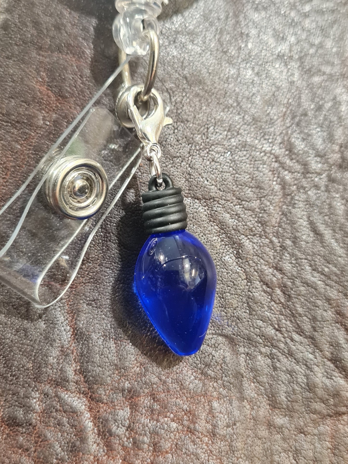 Christmas Light Bulb ~ ID Badge Reel Charm ~ Custom Made Charms ~ Badge Buddy ~ Badge Accessories