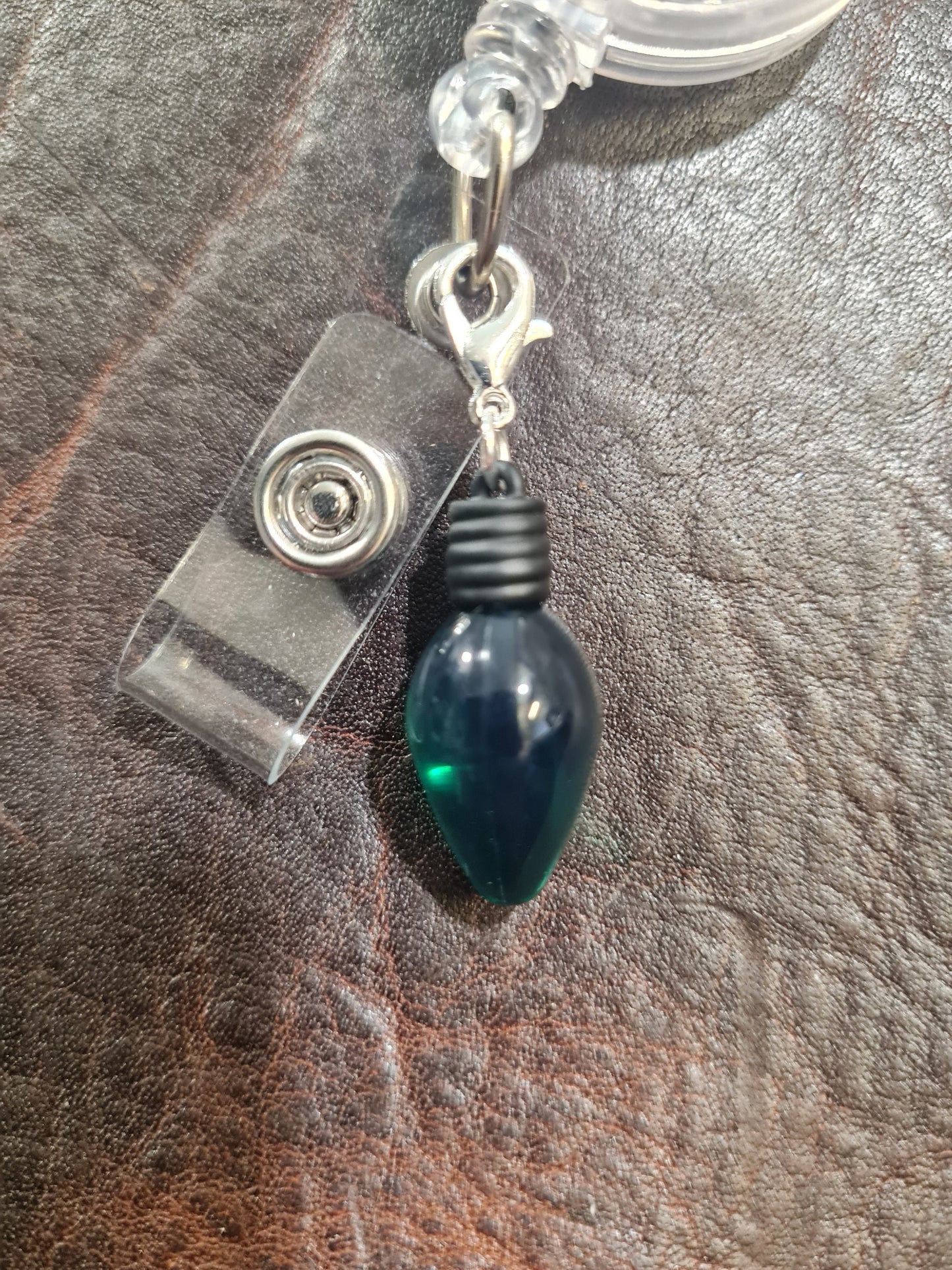 Christmas Light Bulb ~ ID Badge Reel Charm ~ Custom Made Charms ~ Badge Buddy ~ Badge Accessories