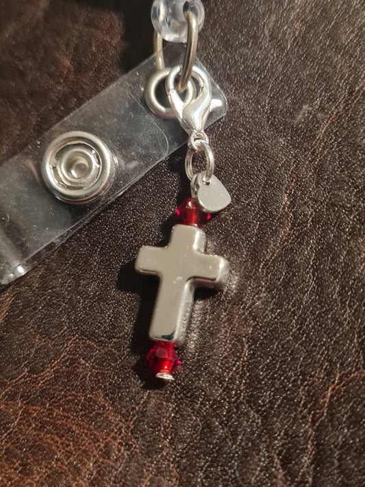 Cross ~ ID Badge Reel Charm ~ Custom Made Charms ~ Badge Buddy ~ Badge Accessories