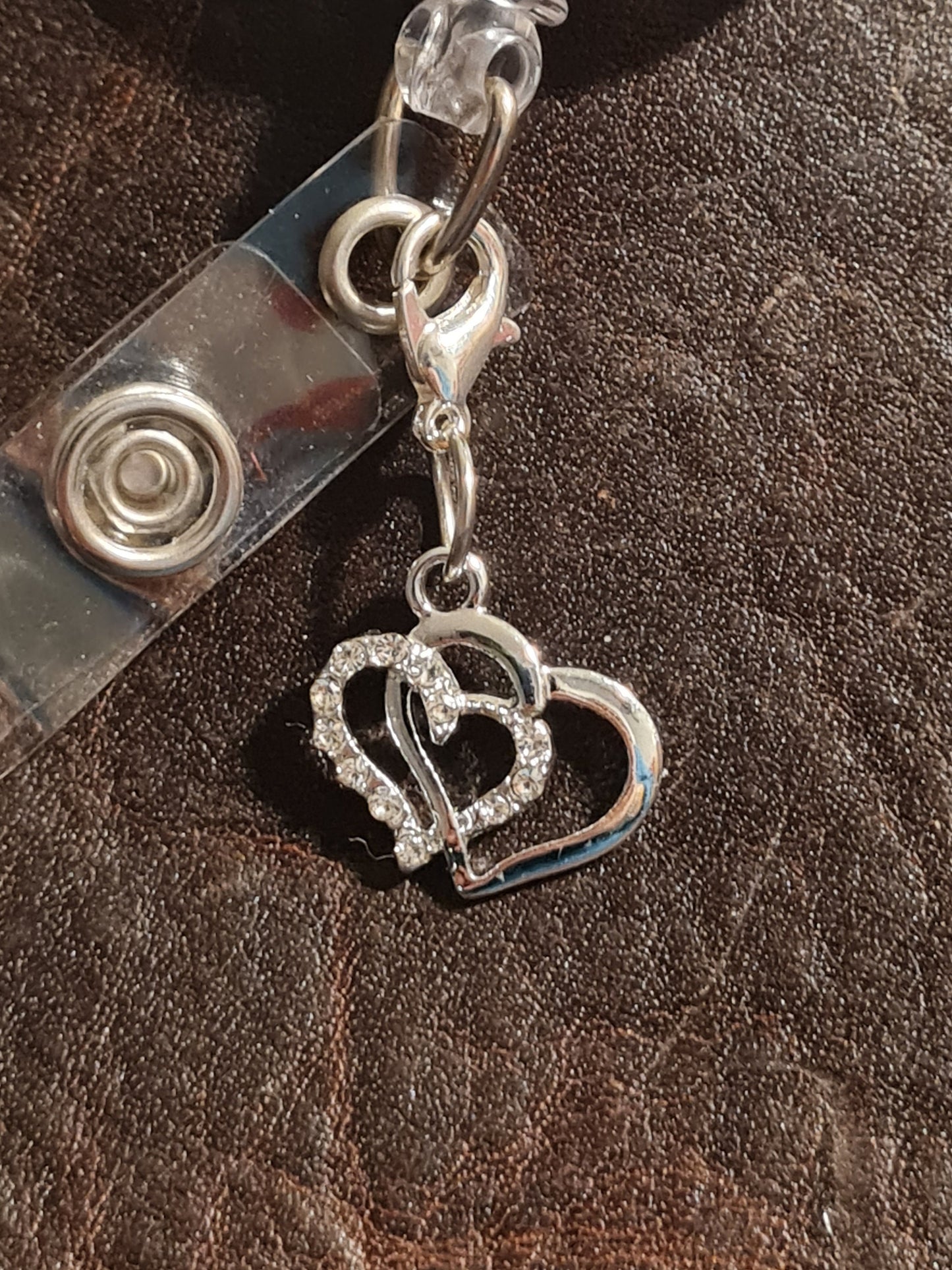 Double Heart ~ ID Badge Reel Charm ~ Custom Made Charms ~ 2 Styes ~ Badge Buddy ~ Badge Accessories