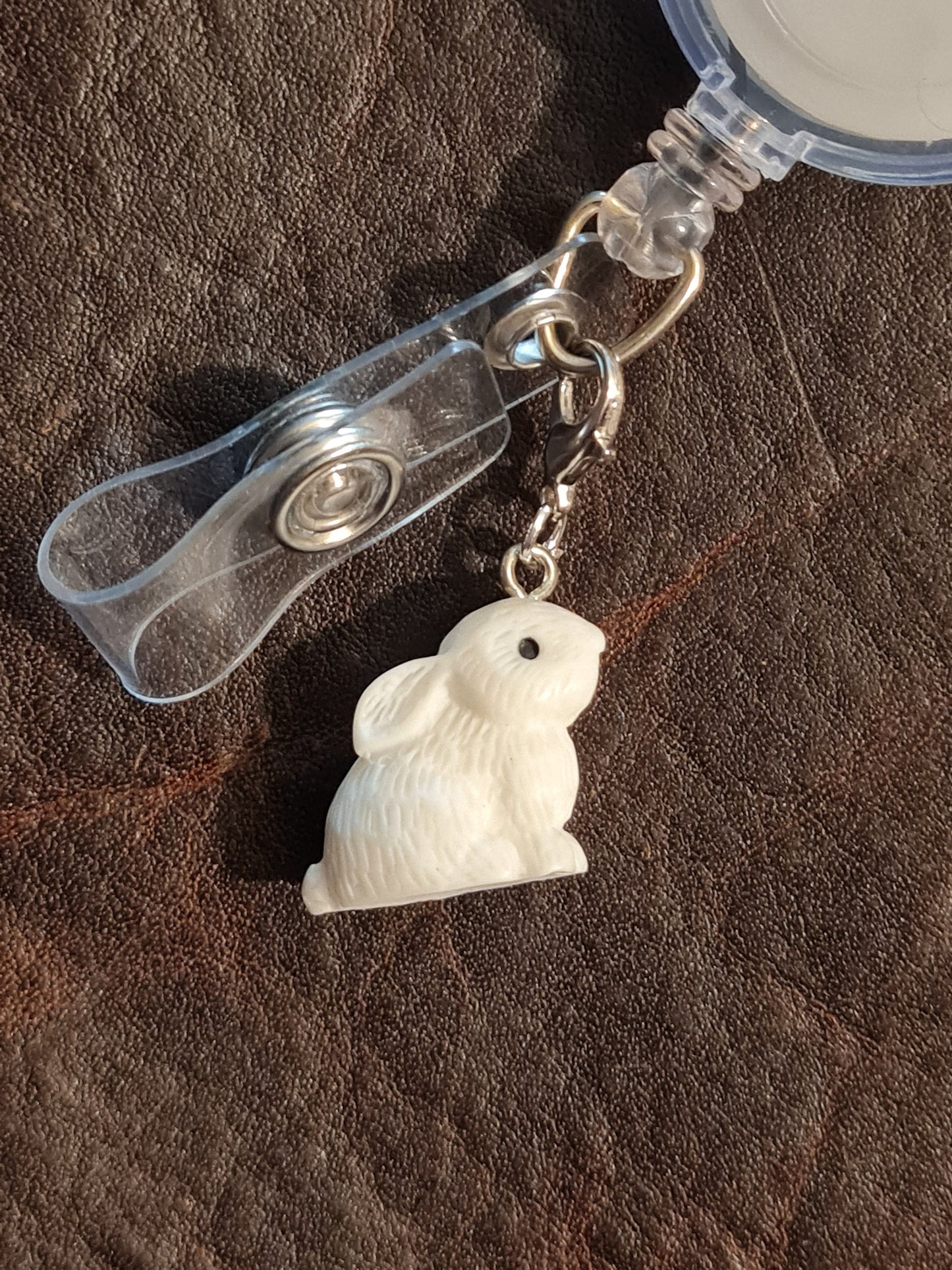 Easter Bunny ~ ID Badge Reel Charm ~ Custom Made Charms ~ Easter ~ Badge Buddy ~ Badge Accessories