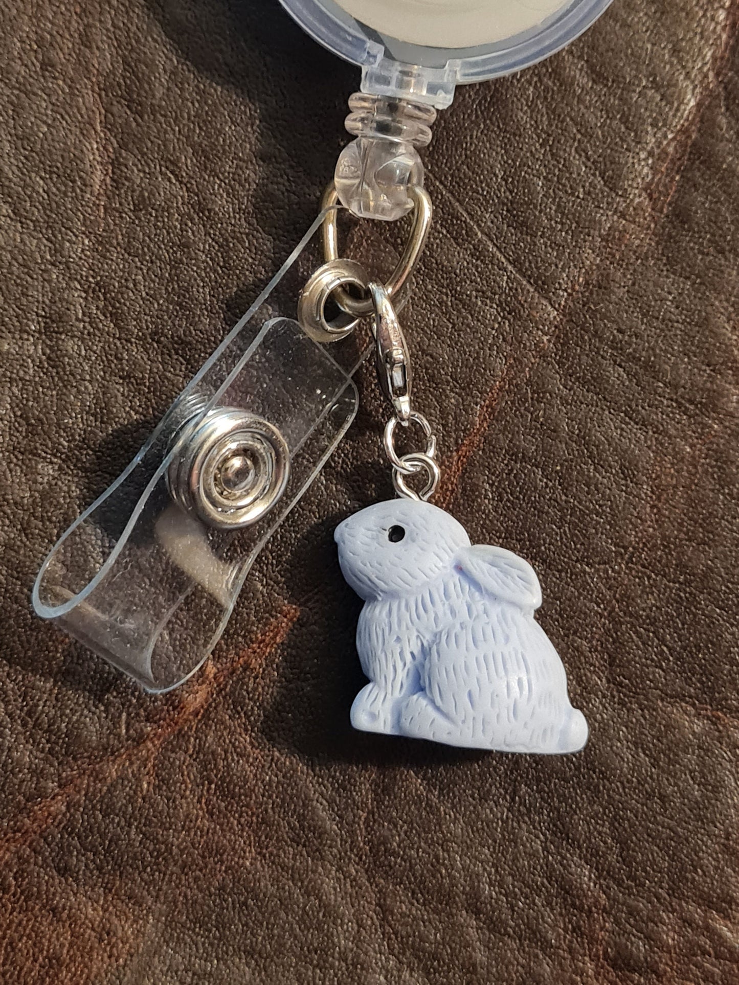 Easter Bunny ~ ID Badge Reel Charm ~ Custom Made Charms ~ Easter ~ Badge Buddy ~ Badge Accessories