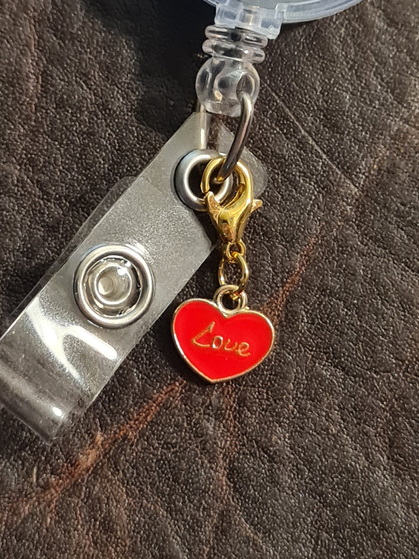 Valentine's Day ~ ID Badge Reel Charm ~ Custom Made Charms ~ ID Badge Charm ~ Badge Buddy ~ Badge Accessories