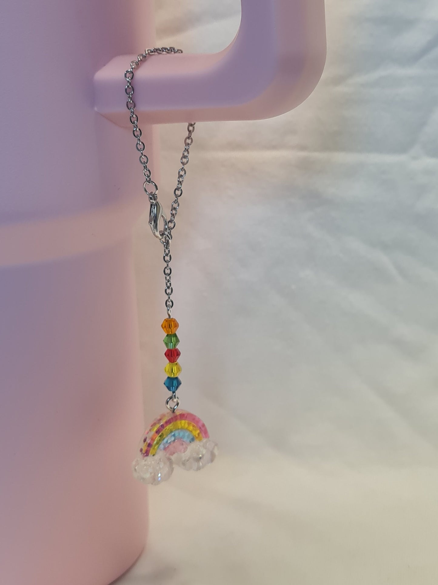 Rainbow Tumbler Charm ~ Stanley Cup Charm ~ Custom Made Charms ~ Cup Handle Charm ~ Cup Accessory