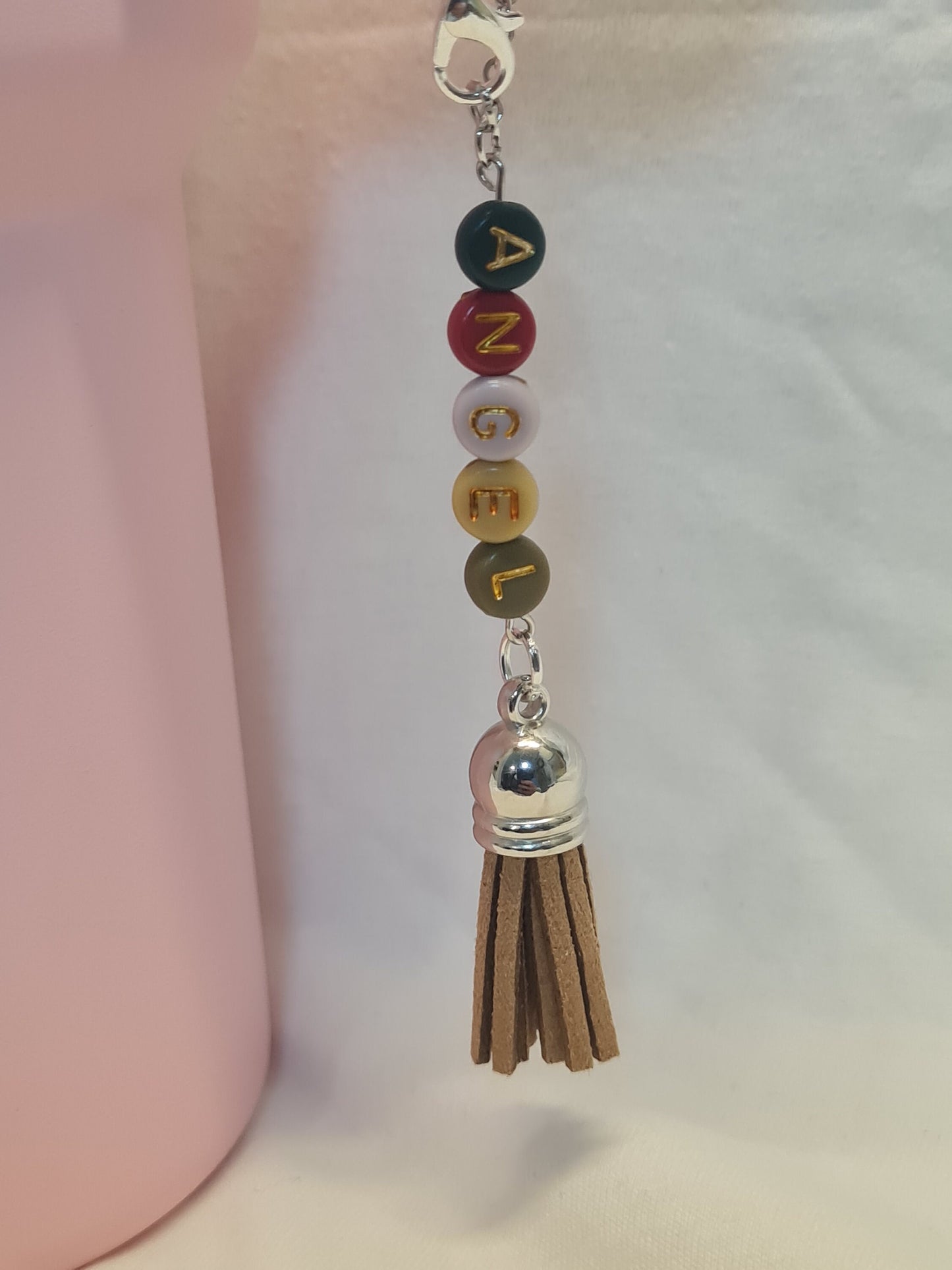 Personalized Tumbler Charm with Tassel ~ Stanley Cup Charm ~ Custom Made Charms ~ Cup Handle Charm ~ Cup Accessory