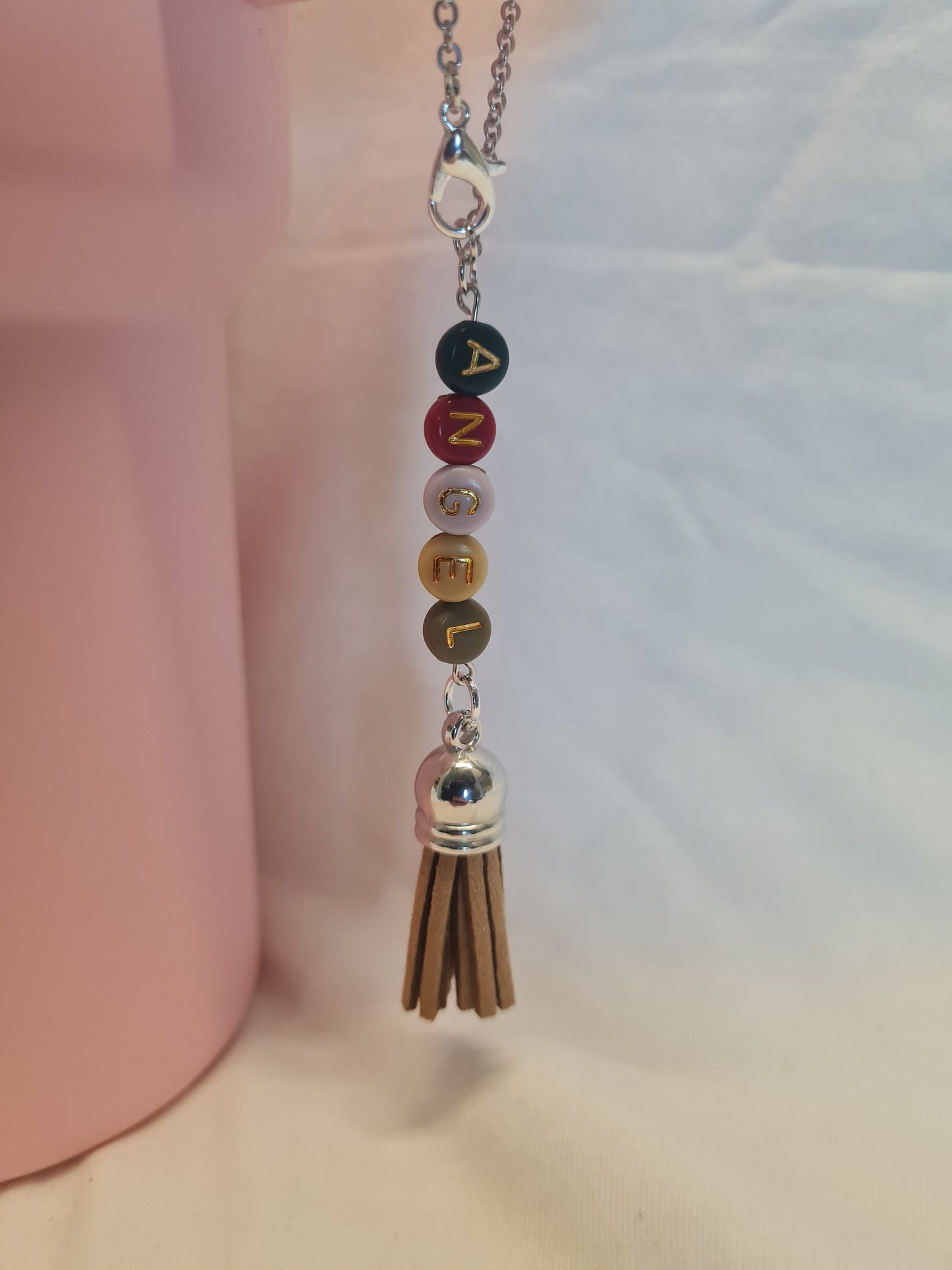 Personalized Tumbler Charm with Tassel ~ Stanley Cup Charm ~ Custom Made Charms ~ Cup Handle Charm ~ Cup Accessory