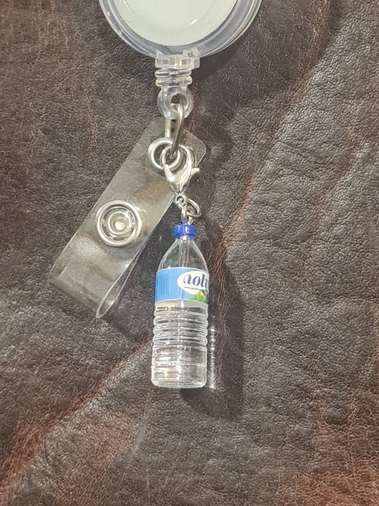 Water Bottle ~ ID Badge Reel Charm ~ Custom Made Charms ~ Badge Buddy ~ Badge Accessories