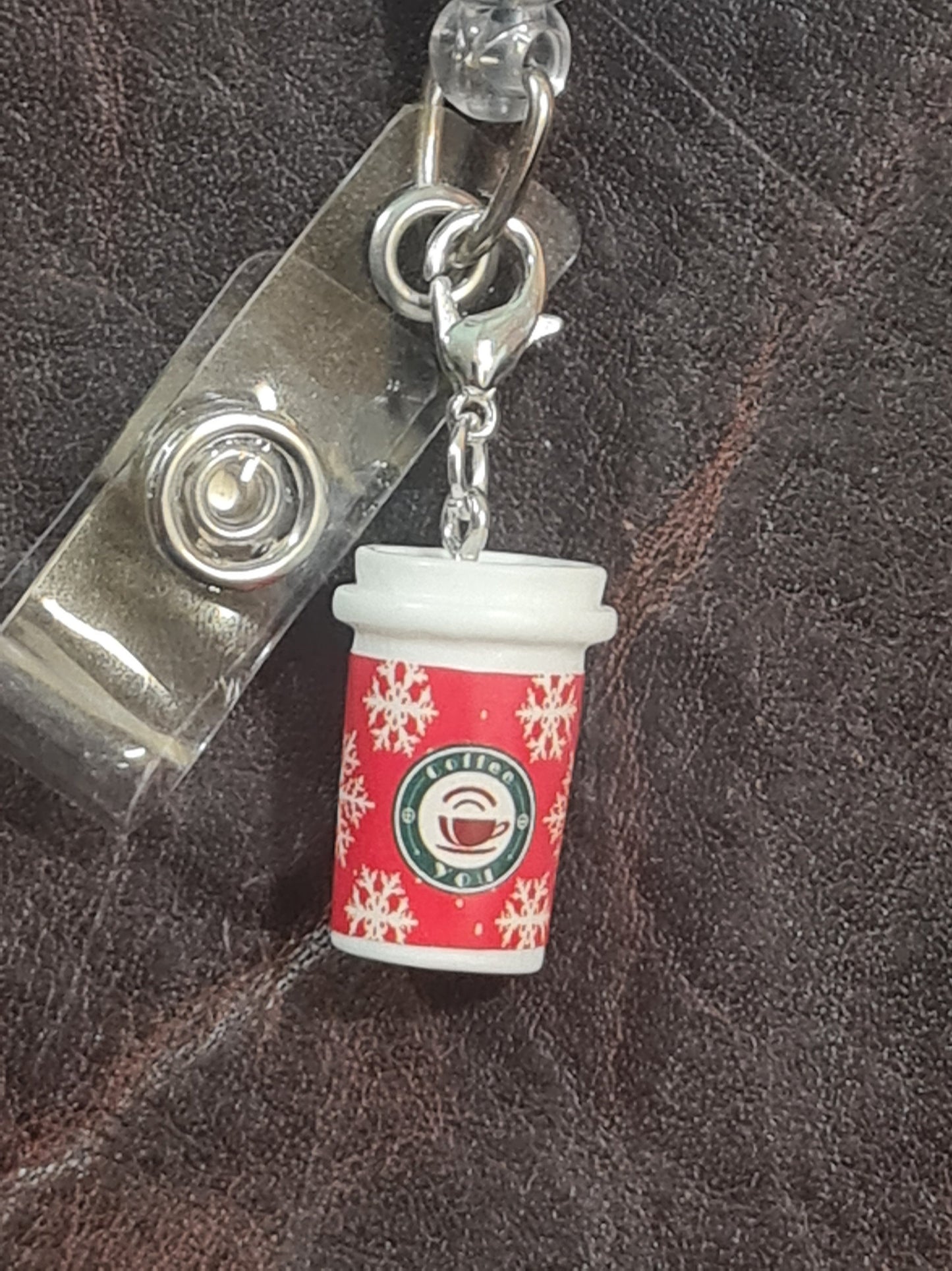Coffee Cup ~ ID Badge Reel Charm ~ Custom Made Charms ~ Badge Buddy ~ Badge Accessories