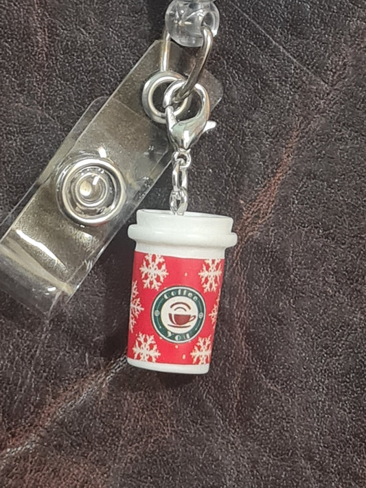 Coffee Cup ~ ID Badge Reel Charm ~ Custom Made Charms ~ Badge Buddy ~ Badge Accessories