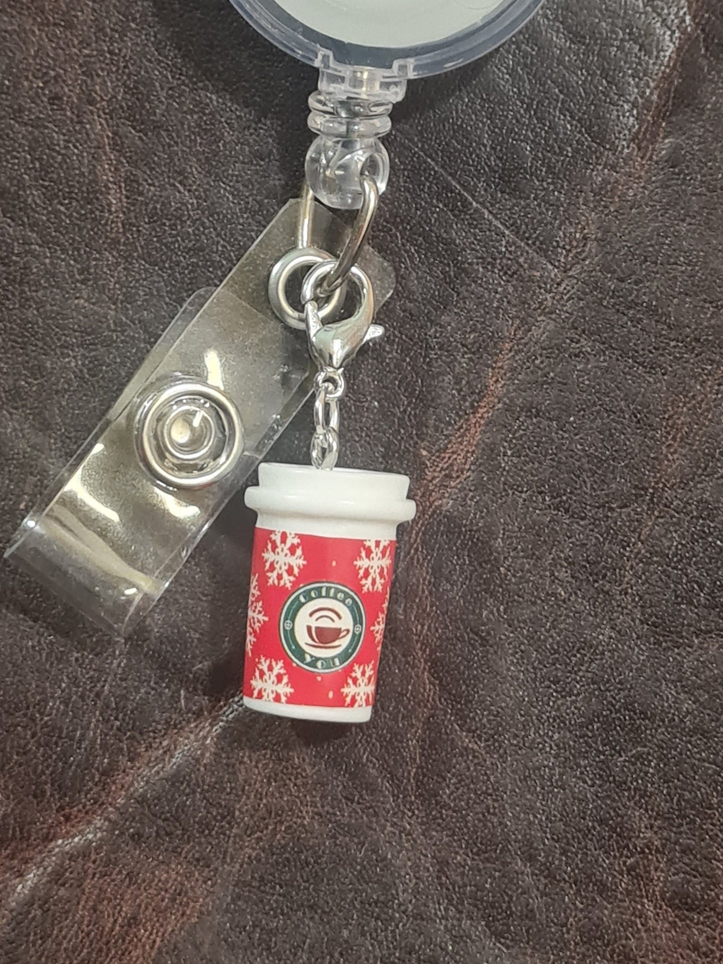Coffee Cup ~ ID Badge Reel Charm ~ Custom Made Charms ~ Badge Buddy ~ Badge Accessories