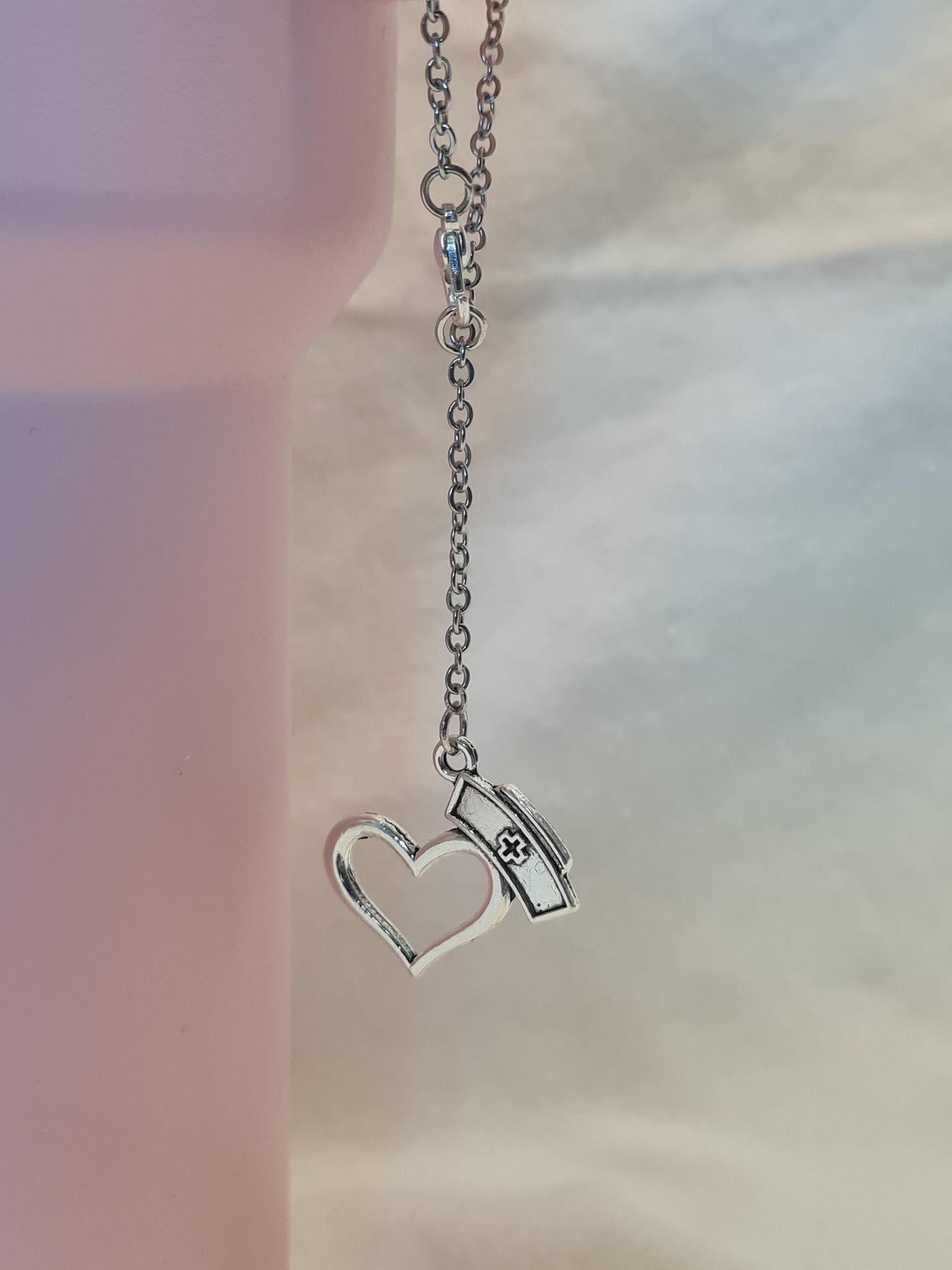Nurses Hat & Heart Tumbler Charm ~ Stanley Cup Charm ~ Custom Made Charms ~ Handle Charm ~ Cup Handle Charm ~ Nurse Charm ~ Cup Accessory