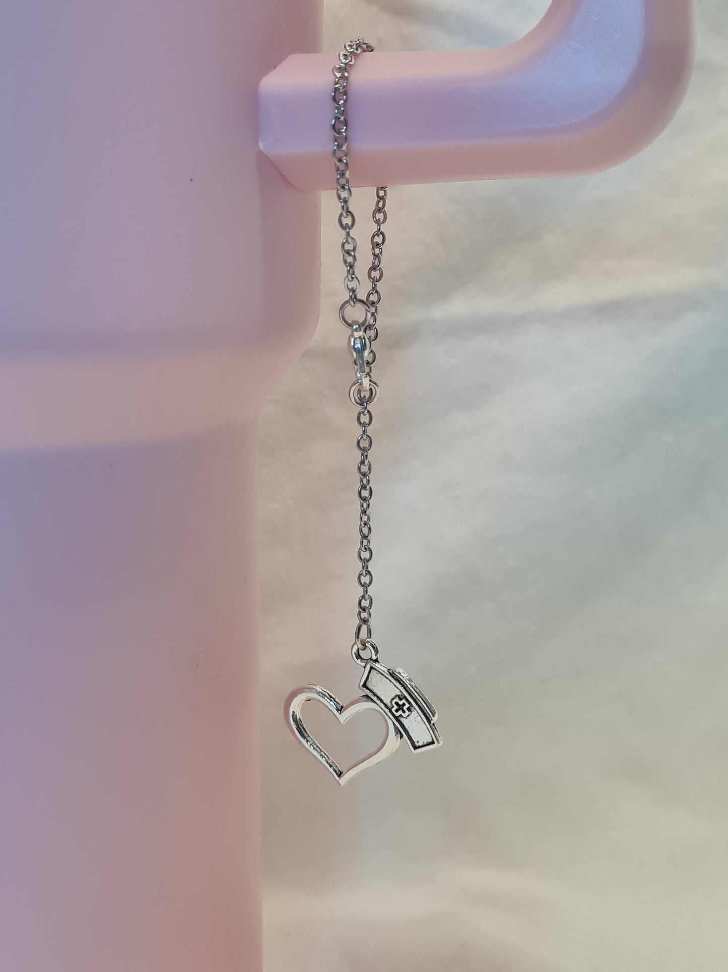 Nurses Hat & Heart Tumbler Charm ~ Stanley Cup Charm ~ Custom Made Charms ~ Handle Charm ~ Cup Handle Charm ~ Nurse Charm ~ Cup Accessory