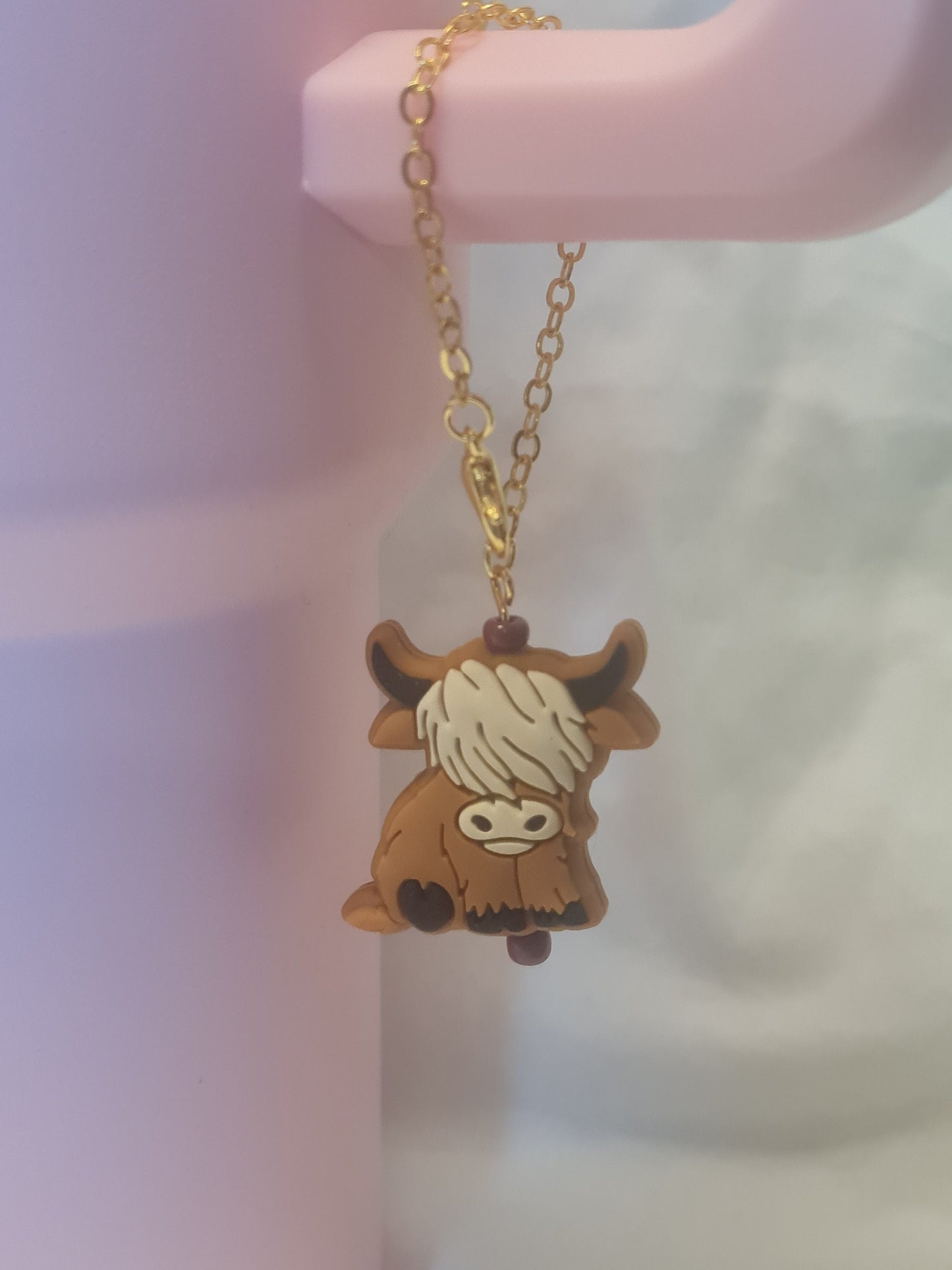 Highland Cow Tumbler Charm ~ Stanley Cup Charm ~ Custom Made Charms ~ Cup Charm ~ Cup Handle Charm ~ Wooly Cow ~ Hairy Cow ~ Cup Accessory