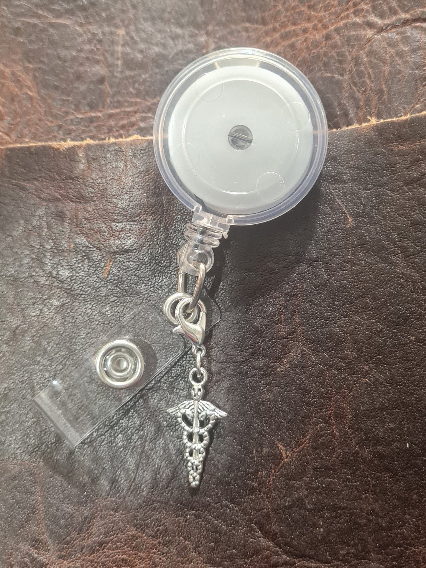 Caduceus ID Badge Reel Charm ~ Custom Made Charms ~ Badge Buddy ~ Badge Accessories ~ Medical Symbol ~ Medical Alert