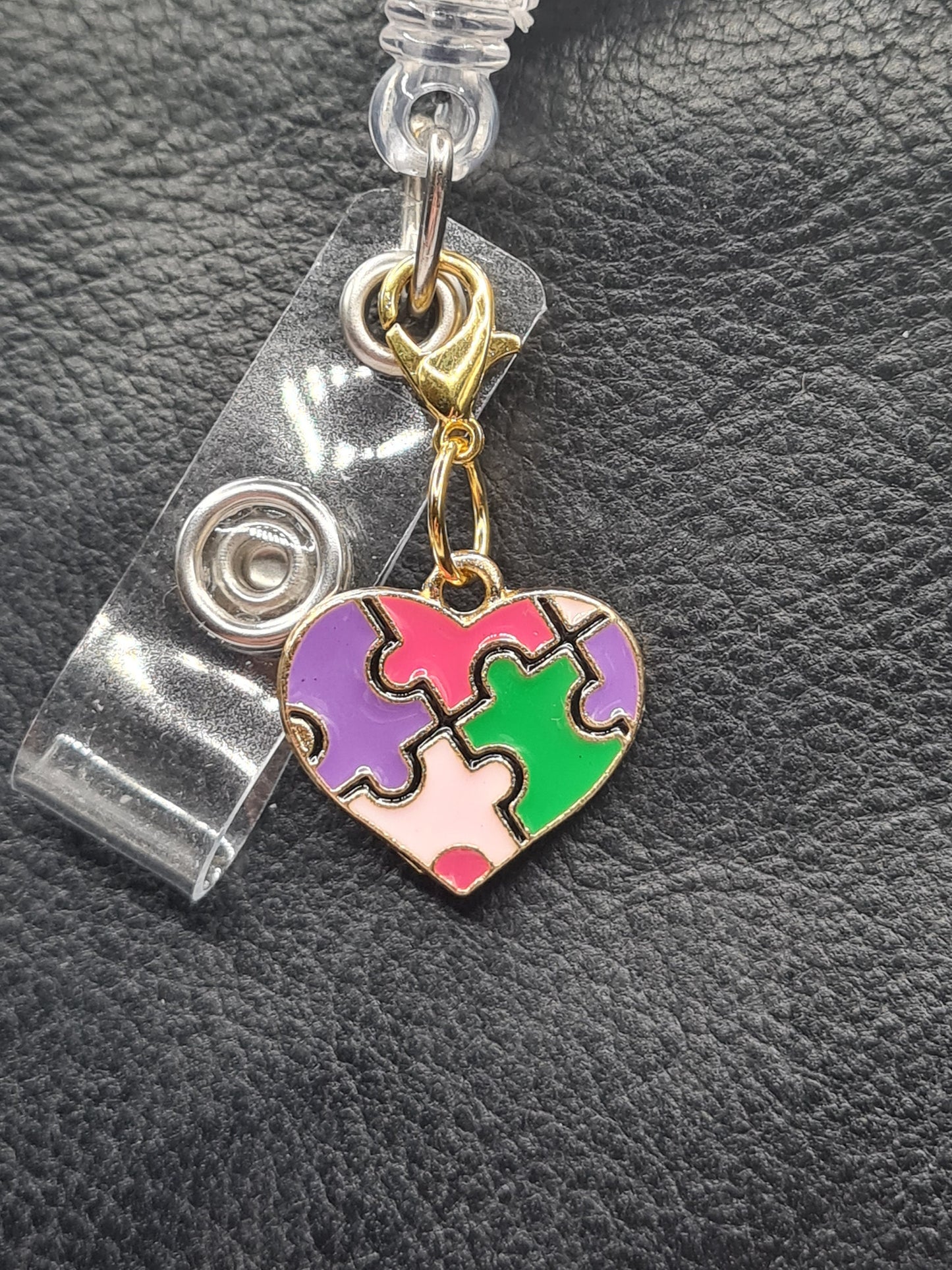 Autism Awareness ~ ID Badge Reel Charm ~ Custom Made Charms ~ Badge Buddy ~ Badge Accessories