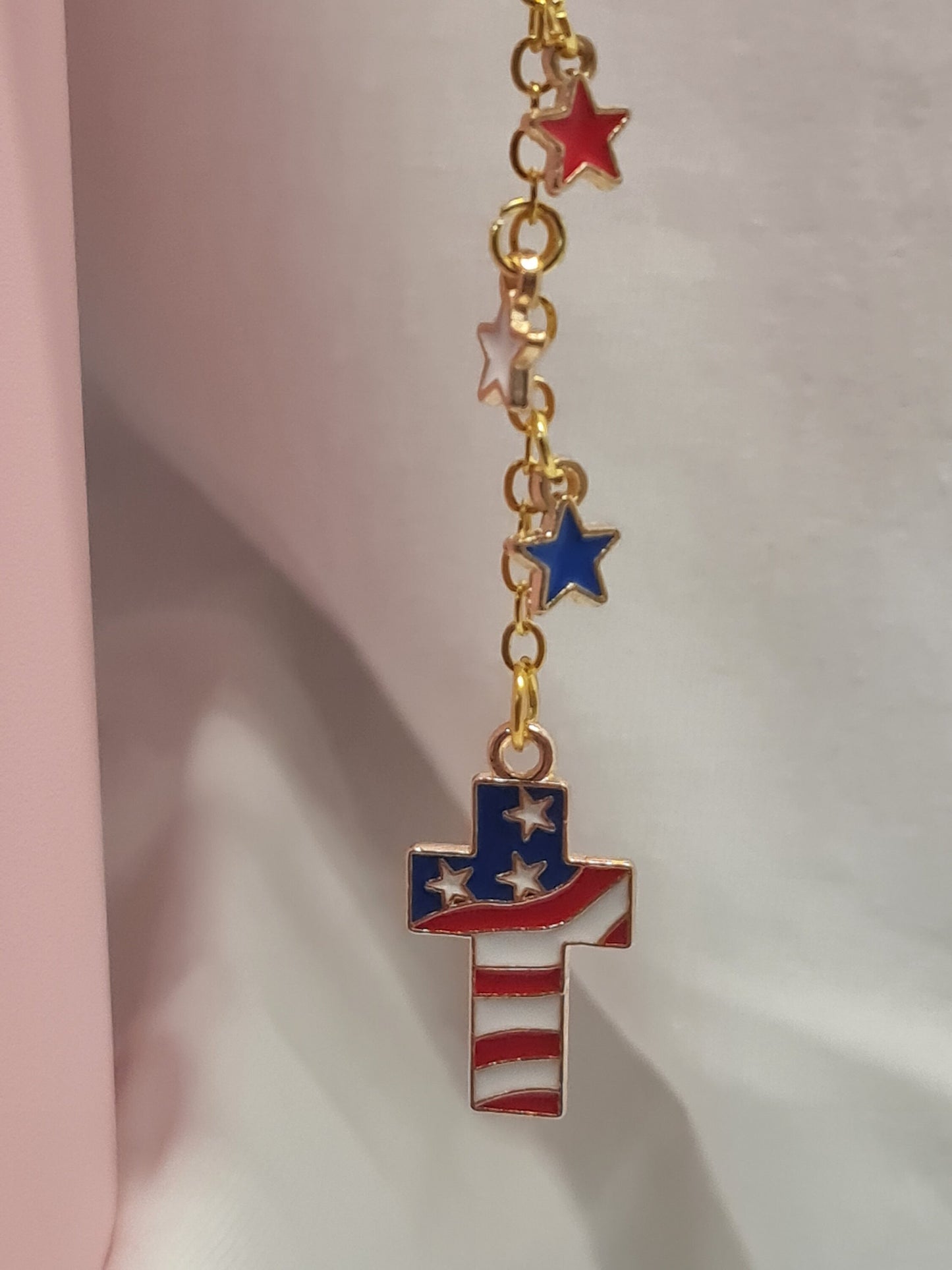 American Flag Cross Tumbler Charm ~ Stanley Cup Charm ~ Custom Made Charms ~ God Bless America Cup Charm ~ Cup Accessory ~ Memorial Day