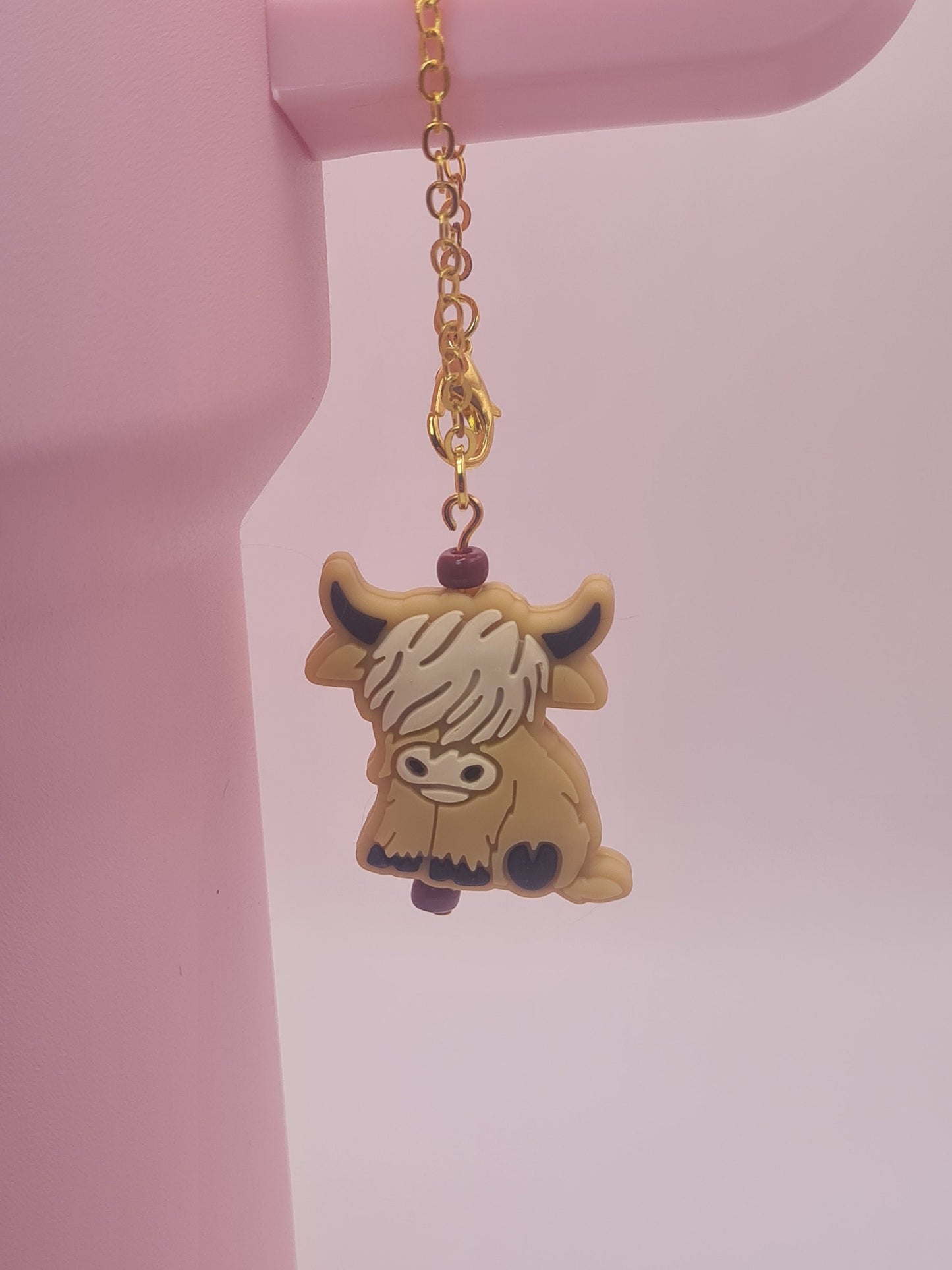 Highland Cow Tumbler Charm ~ Stanley Cup Charm ~ Custom Made Charms ~ Cup Charm ~ Cup Handle Charm ~ Wooly Cow ~ Hairy Cow ~ Cup Accessory