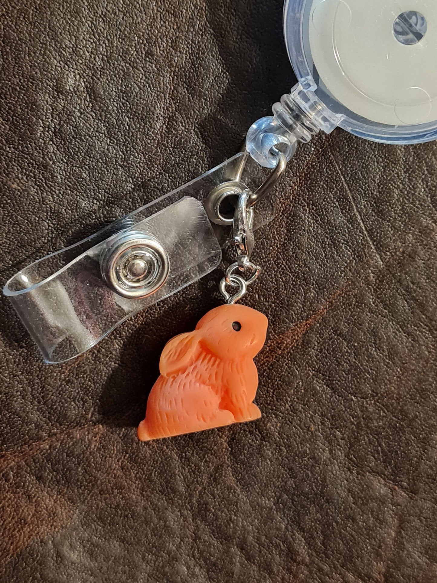 Easter Bunny ~ ID Badge Reel Charm ~ Custom Made Charms ~ Easter ~ Badge Buddy ~ Badge Accessories