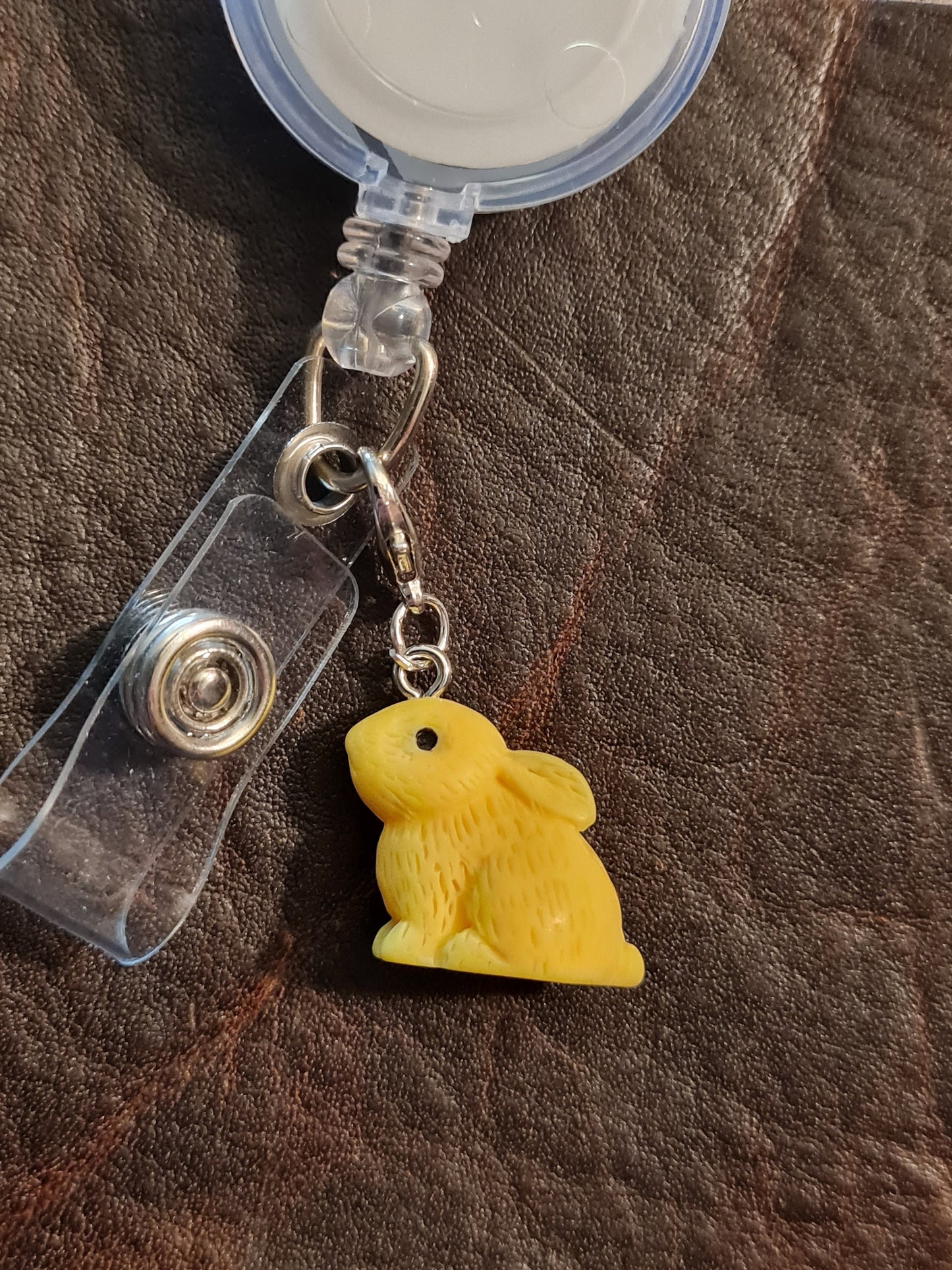 Easter Bunny ~ ID Badge Reel Charm ~ Custom Made Charms ~ Easter ~ Badge Buddy ~ Badge Accessories