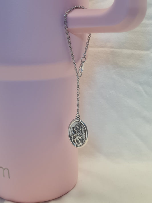 St. Christopher Tumbler Charm ~ Stanley Cup Charm ~ Custom Made Charms ~ Catholic Charm ~ Saint Christopher ~ Cup Accessory