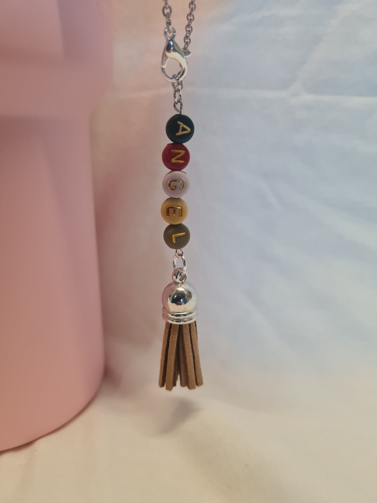 Personalized Tumbler Charm with Tassel ~ Stanley Cup Charm ~ Custom Made Charms ~ Cup Handle Charm ~ Cup Accessory