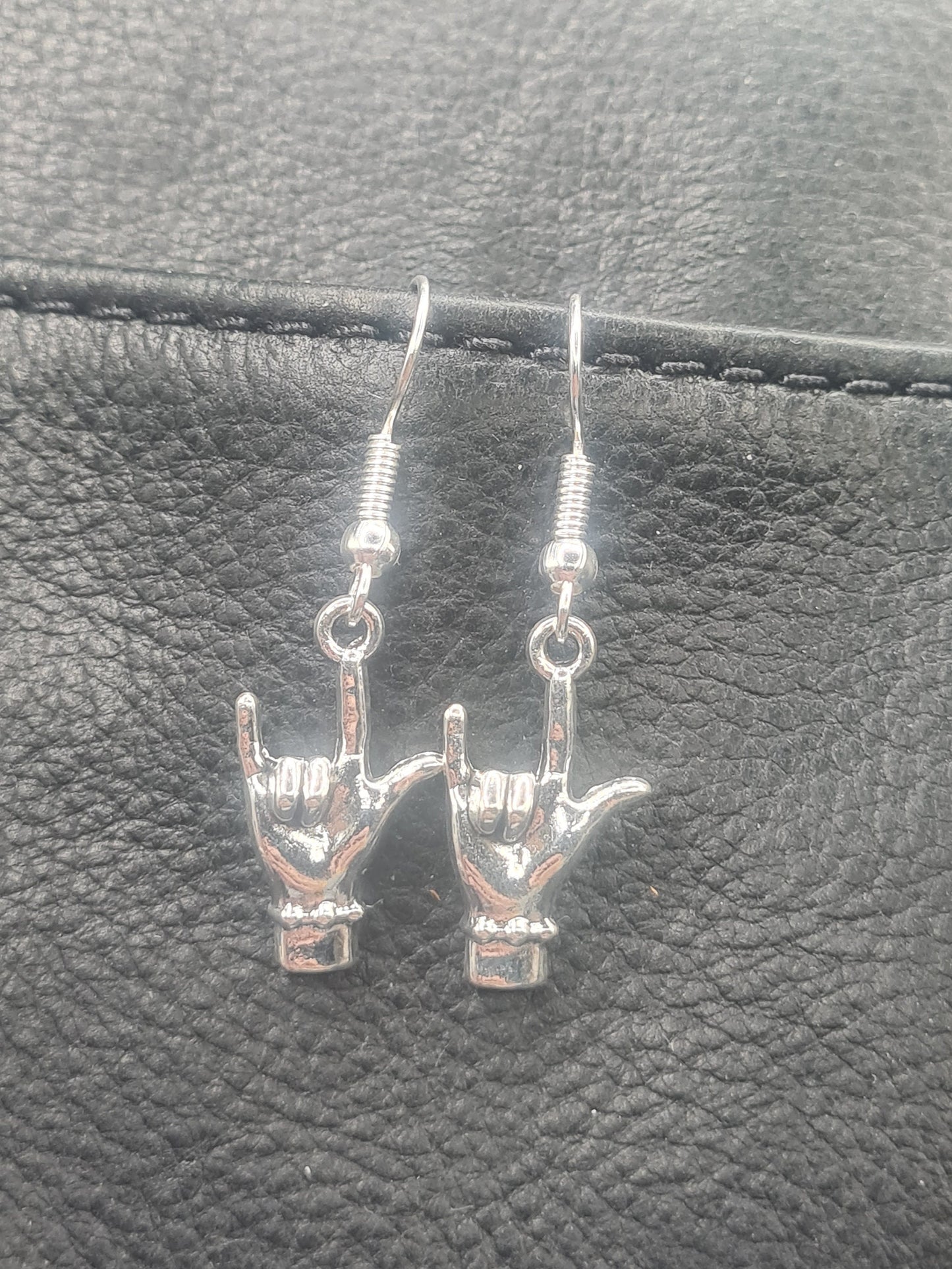 I Love You Earrings ~ Stainless Fish Hook Posts ~ Sign Language ~ ASL