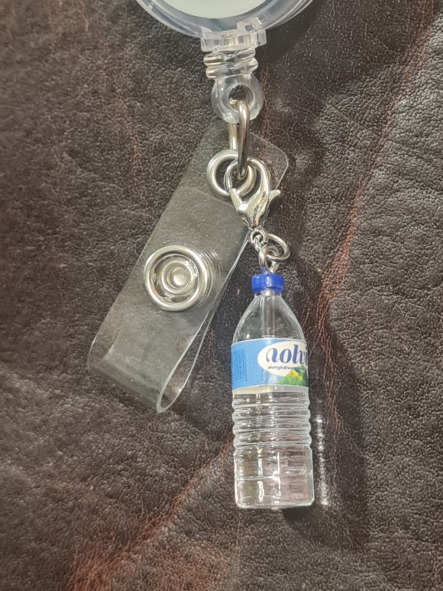 Water Bottle ~ ID Badge Reel Charm ~ Custom Made Charms ~ Badge Buddy ~ Badge Accessories