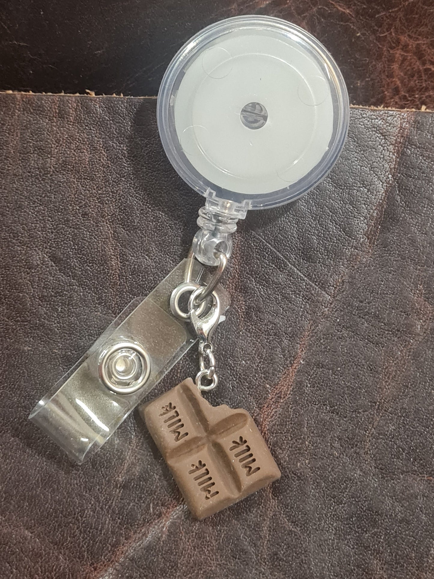 Chocolate Bar ~ ID Badge Reel Charm ~ Custom Made Charms ~ Badge Buddy ~ Badge Accessories