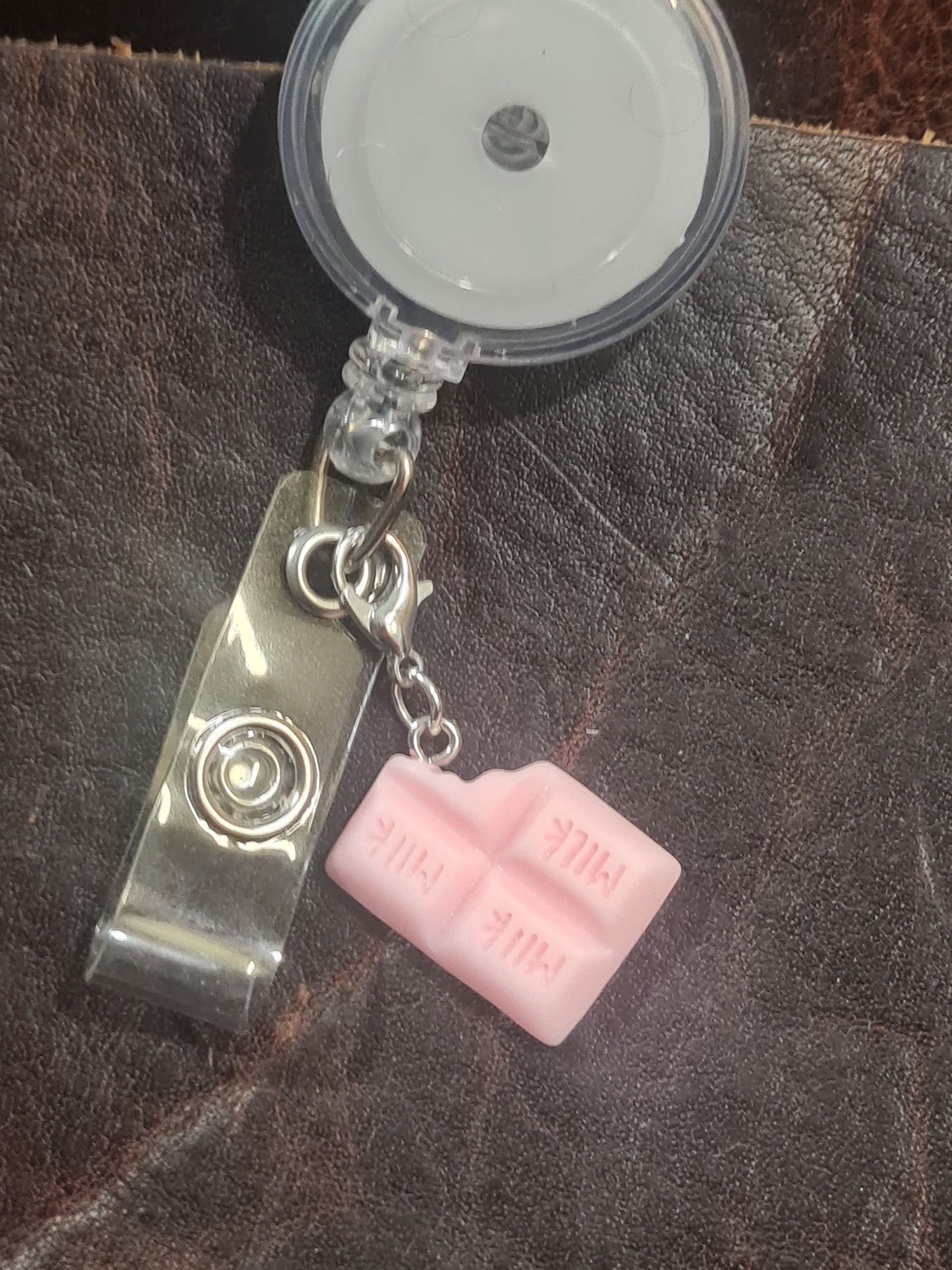 Chocolate Bar ~ ID Badge Reel Charm ~ Custom Made Charms ~ Badge Buddy ~ Badge Accessories