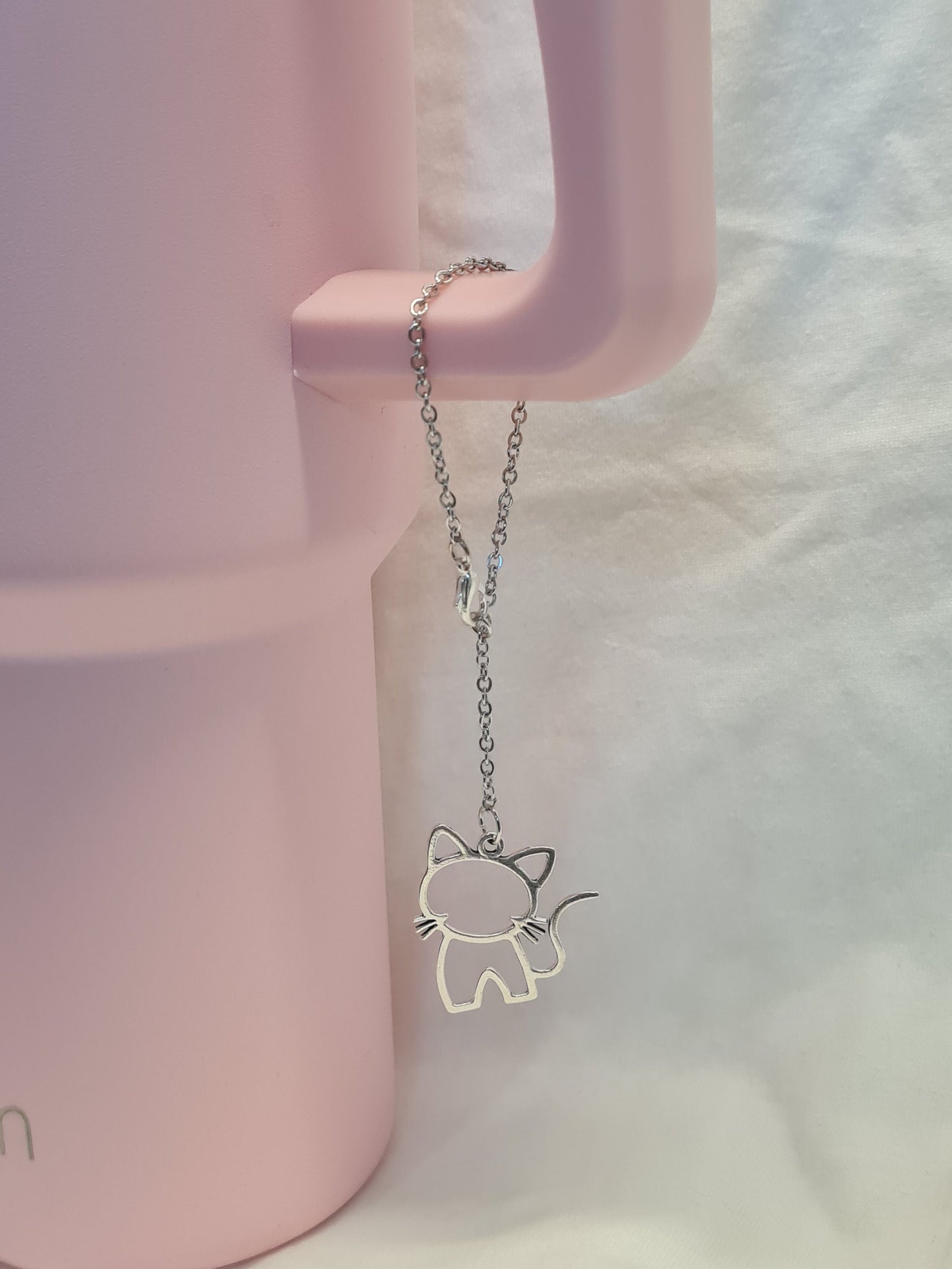 Silver Cat Silhouette Tumbler Charm ~ Stanley Cup Charm ~ Custom Made Charms ~ Cup Charm ~ Cup Handle Charm ~ Cup Accessory