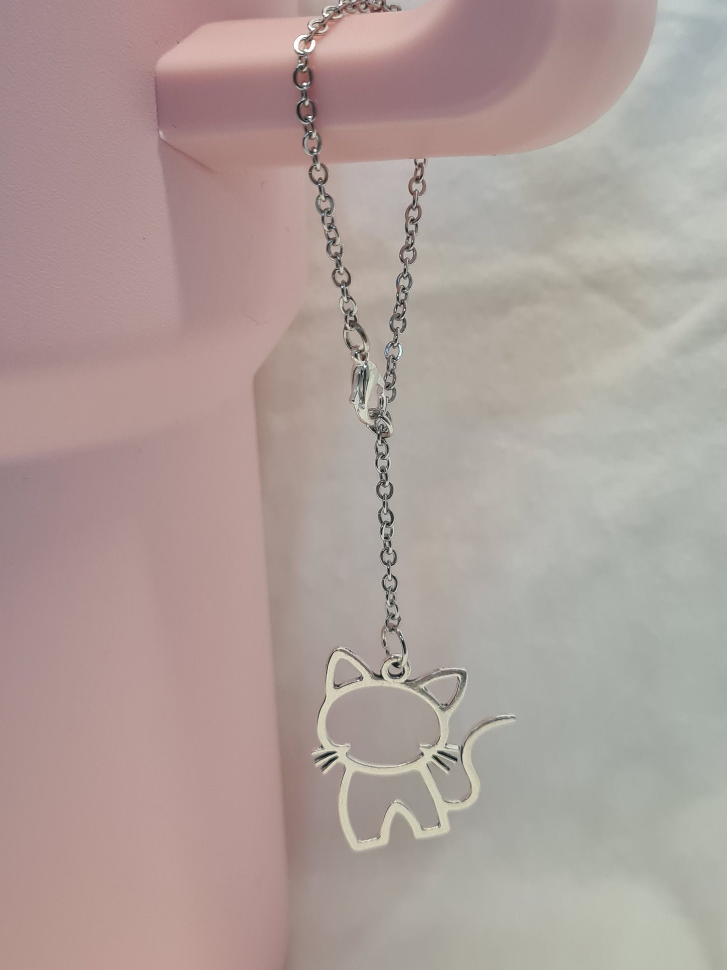 Silver Cat Silhouette Tumbler Charm ~ Stanley Cup Charm ~ Custom Made Charms ~ Cup Charm ~ Cup Handle Charm ~ Cup Accessory