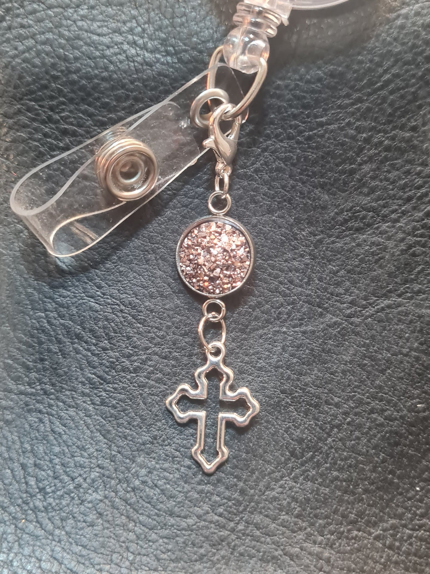 Cross ~ Sparkling Charm ~ ID Badge Reel Charm ~ Custom Made Charms ~ Badge Buddy ~ Badge Accessories