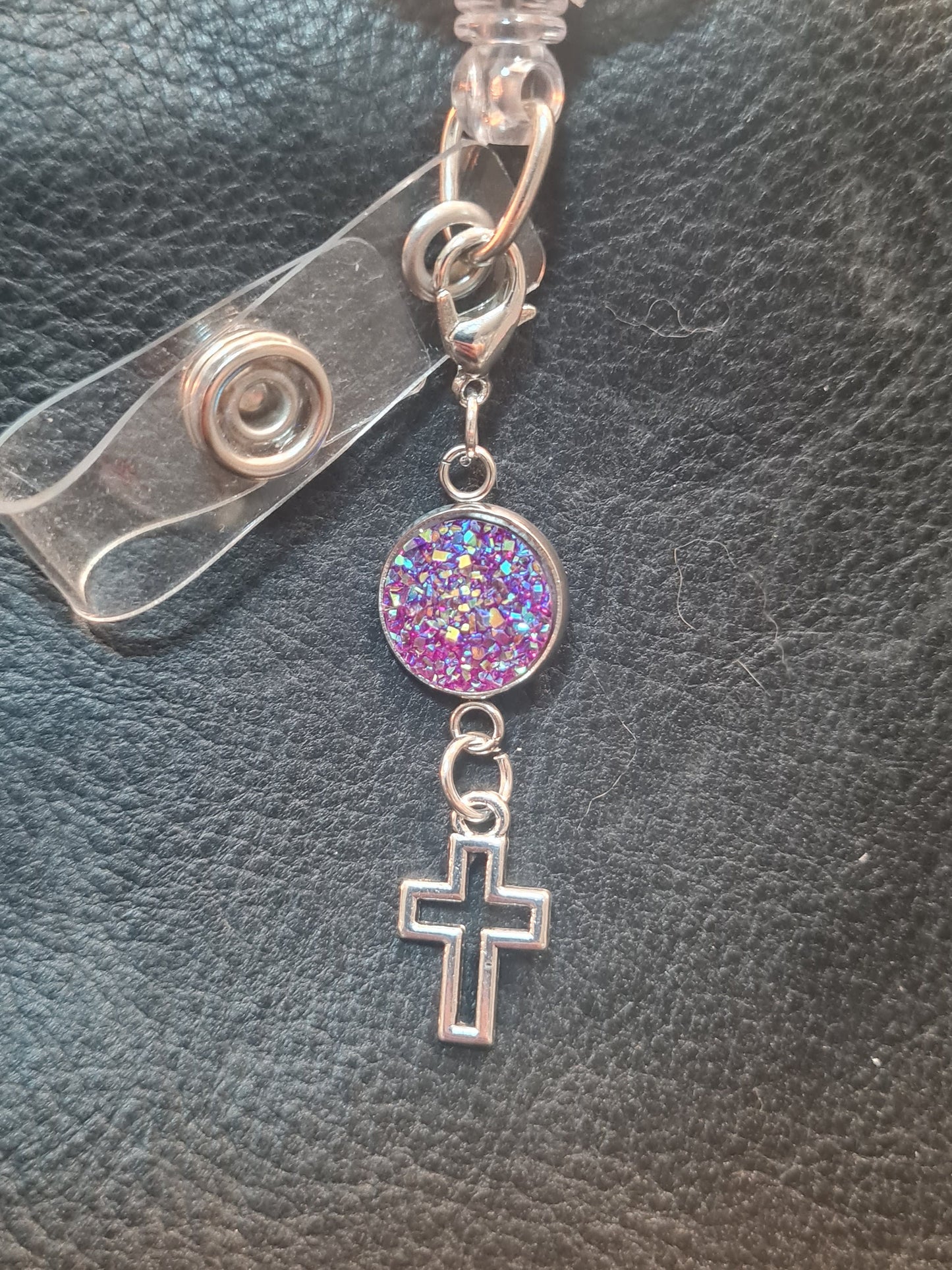 Cross ~ Sparkling Charm ~ ID Badge Reel Charm ~ Custom Made Charms ~ Badge Buddy ~ Badge Accessories