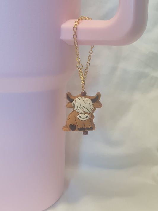 Highland Cow Tumbler Charm ~ Stanley Cup Charm ~ Custom Made Charms ~ Cup Charm ~ Cup Handle Charm ~ Wooly Cow ~ Hairy Cow ~ Cup Accessory