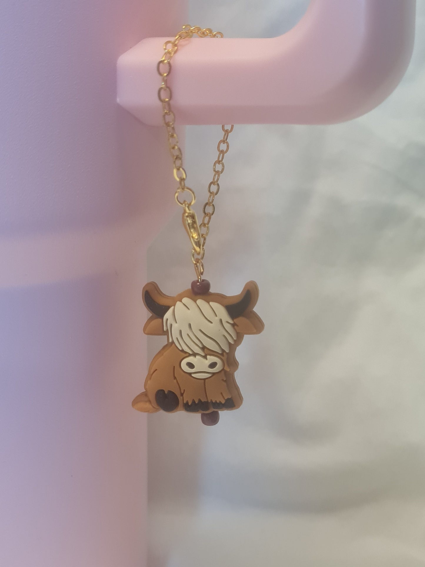 Highland Cow Tumbler Charm ~ Stanley Cup Charm ~ Custom Made Charms ~ Cup Charm ~ Cup Handle Charm ~ Wooly Cow ~ Hairy Cow ~ Cup Accessory