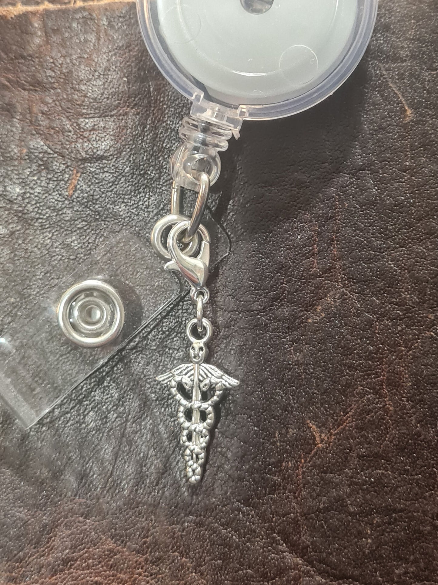 Caduceus ID Badge Reel Charm ~ Custom Made Charms ~ Badge Buddy ~ Badge Accessories ~ Medical Symbol ~ Medical Alert