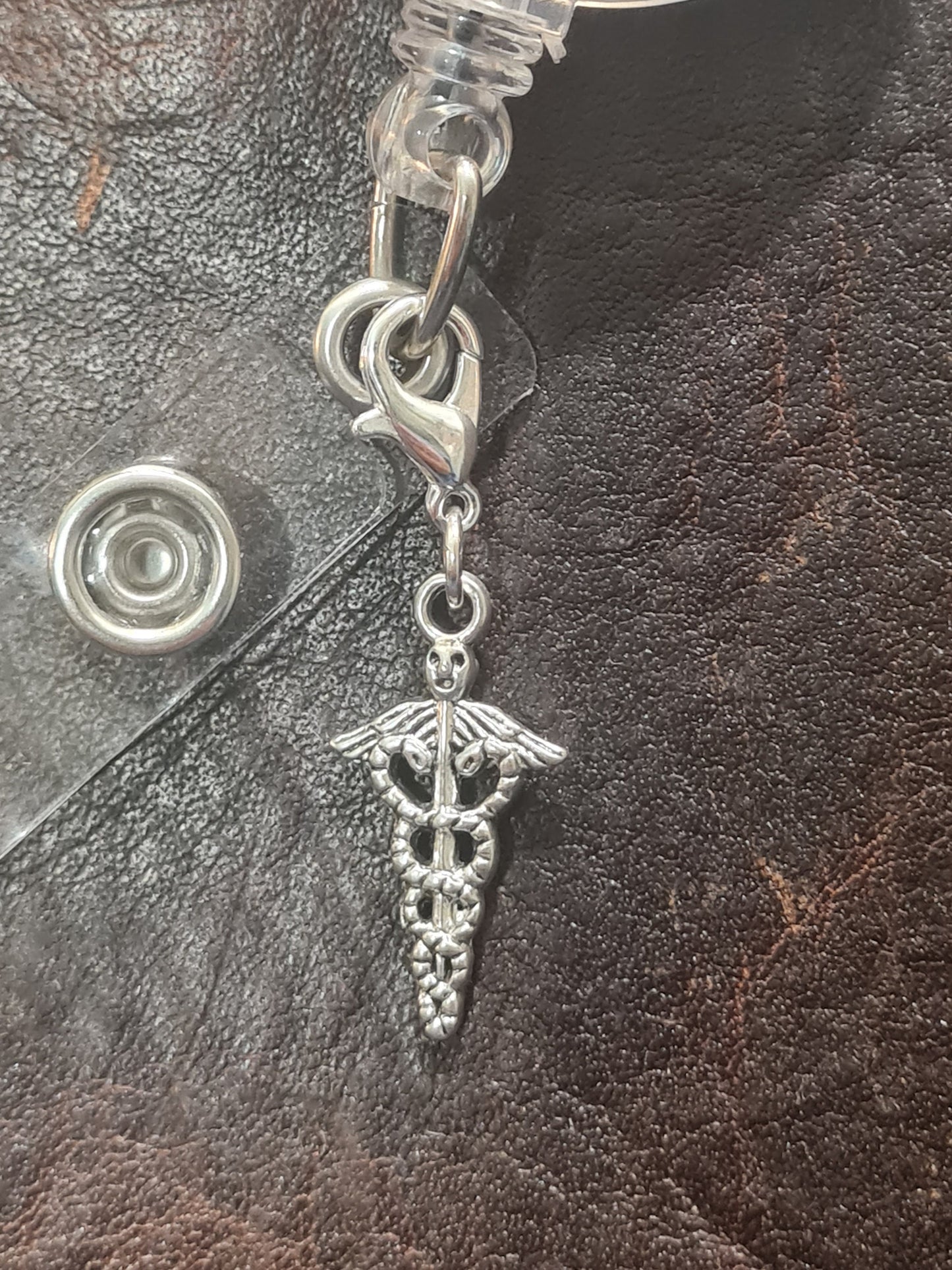 Caduceus ID Badge Reel Charm ~ Custom Made Charms ~ Badge Buddy ~ Badge Accessories ~ Medical Symbol ~ Medical Alert