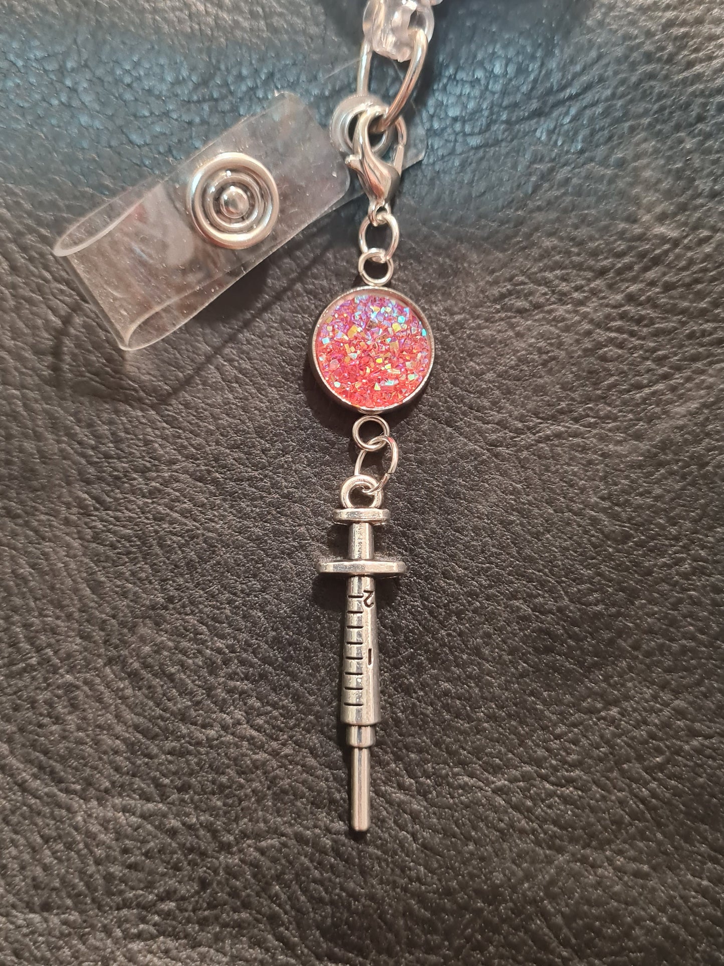 Hypodermic Needle Charm ~ Sparkling Charm ~ ID Badge Reel Charm ~ Custom Made Charms ~ Badge Buddy ~ Badge Accessories ~ Shot ~ Healthcare