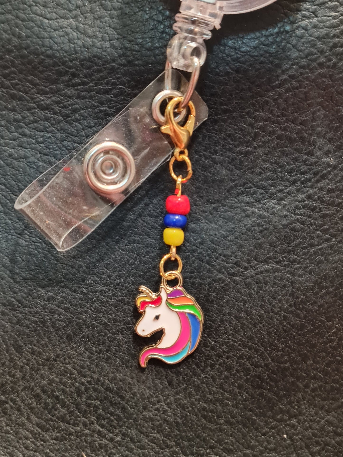 Beaded Unicorn ~ ID Badge Reel Charm ~ Custom Made Charms  ~ Badge Buddy ~ Badge Accessories ~ Pride ~ Badge Charm ~ Unicorn