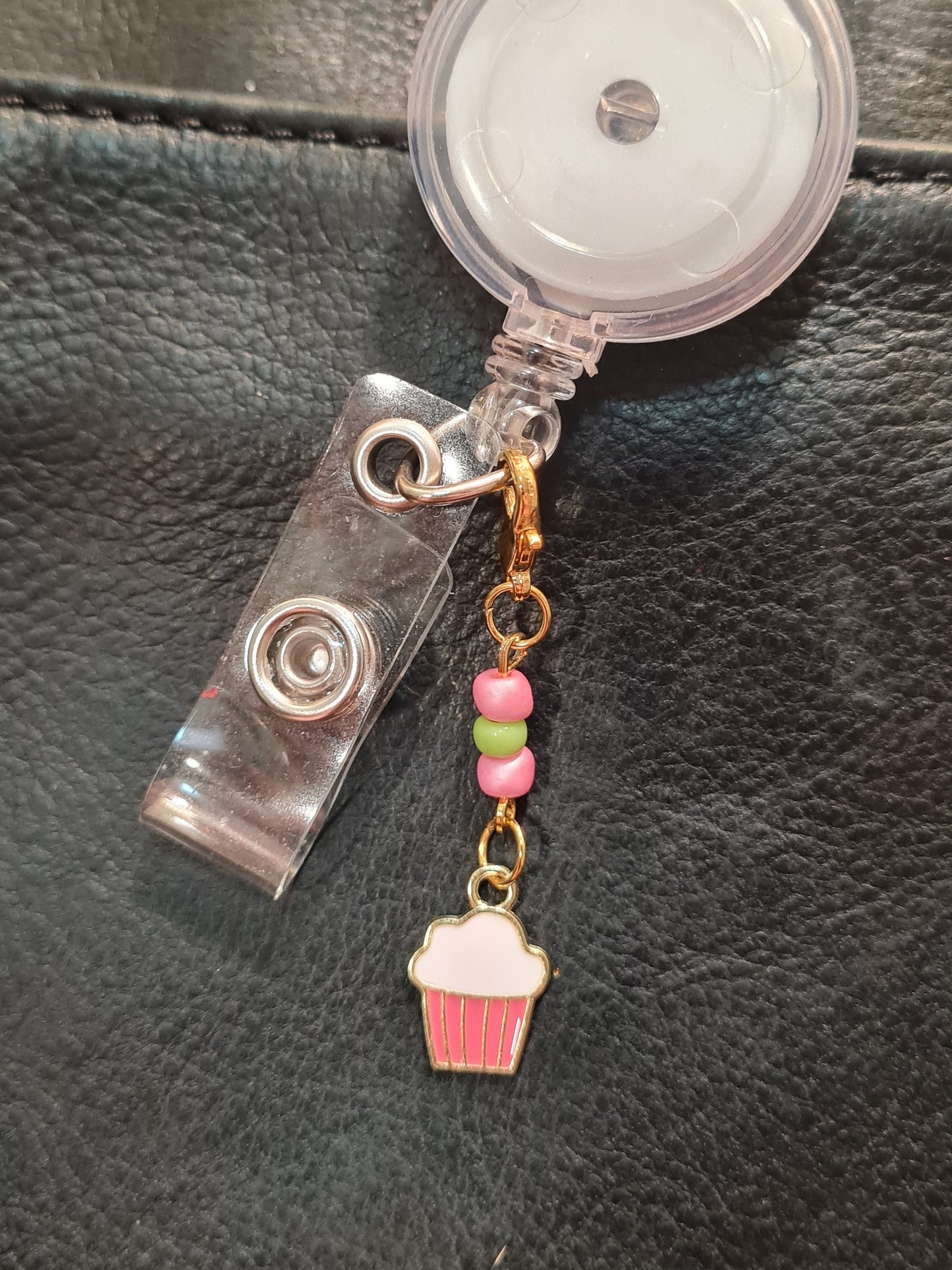 Cupcake ~ ID Badge Reel Charm ~ Custom Made Charms  ~ Badge Buddy ~ Badge Accessories ~ Sweet Treat ~ Badge Charm ~ Cupcakes